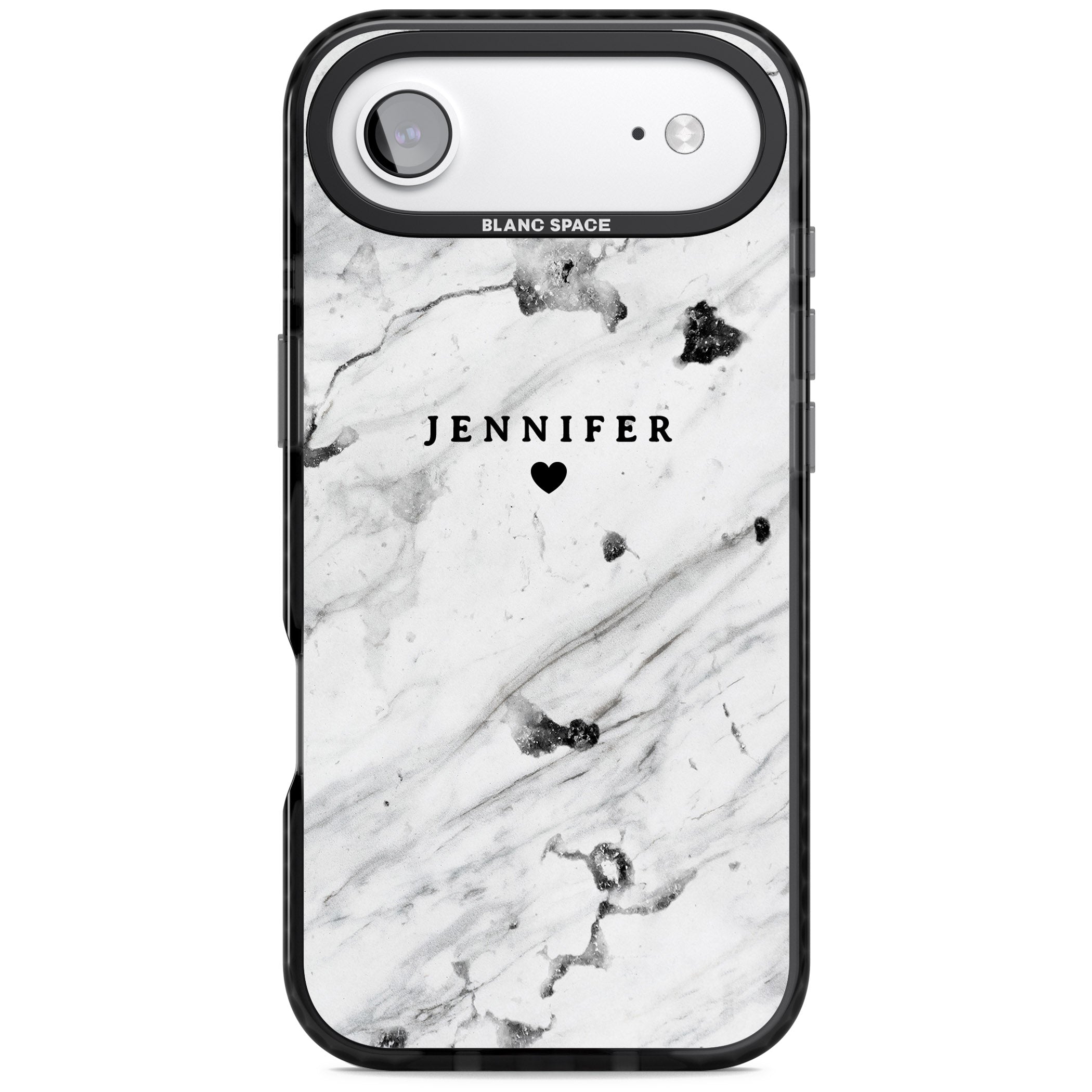 Personalised Marble Heart iPhone 17 Air Impact Pro Black Phone Case