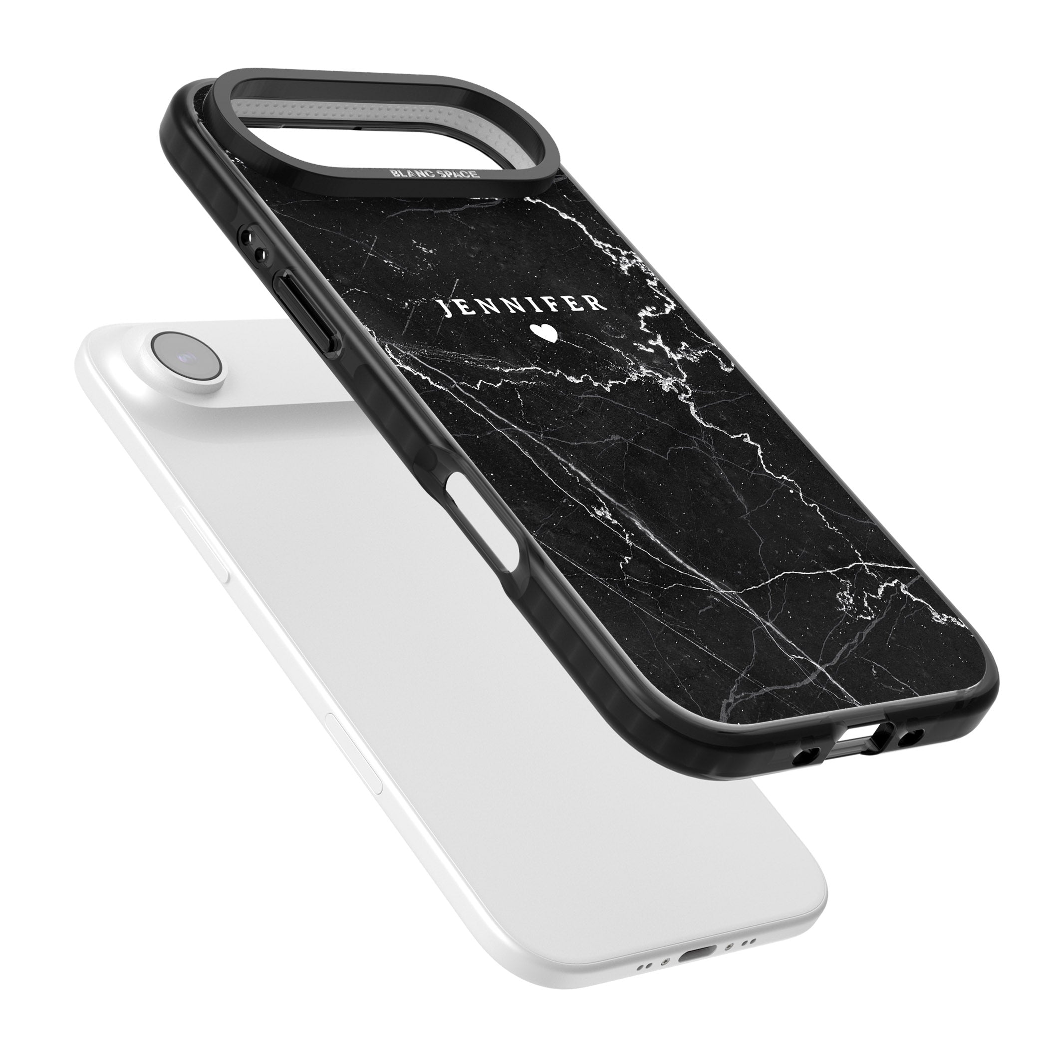 Personalised Black Marble iPhone 17 Air Impact Pro Black Phone Case Colours