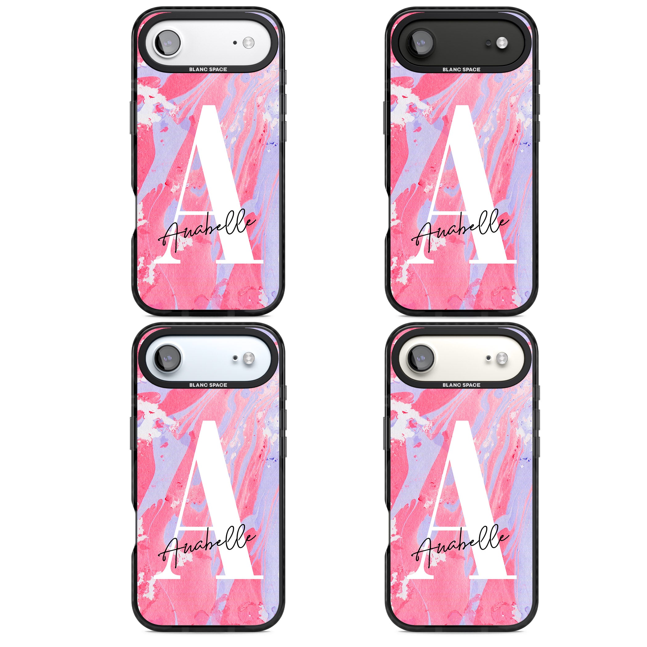 Personalised Pink & Purple Marble iPhone 17 Air Impact Pro Black Phone Case APT Impact Protection