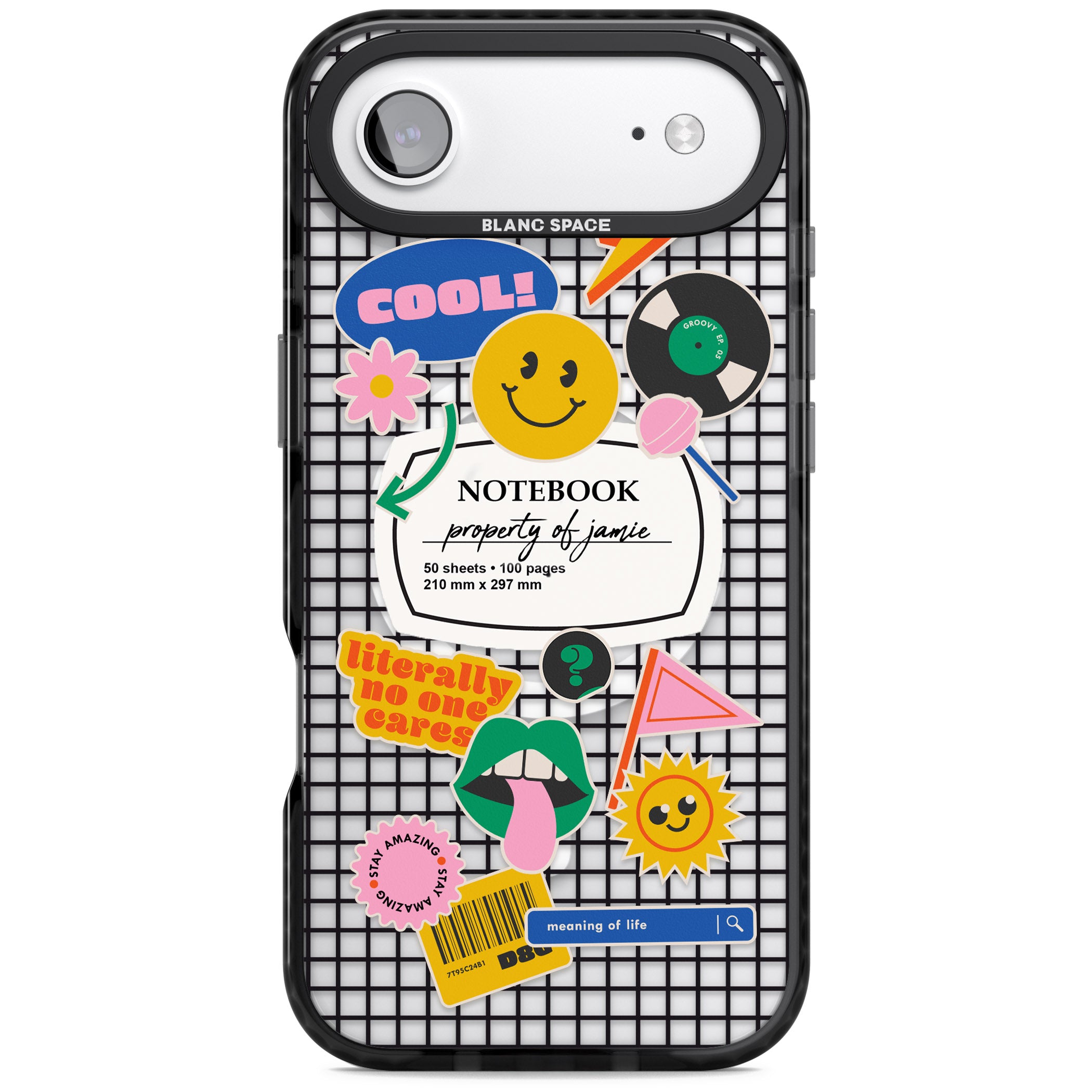 Personalised Sticker Mix Grid iPhone 17 Air Impact Pro Black Phone Case