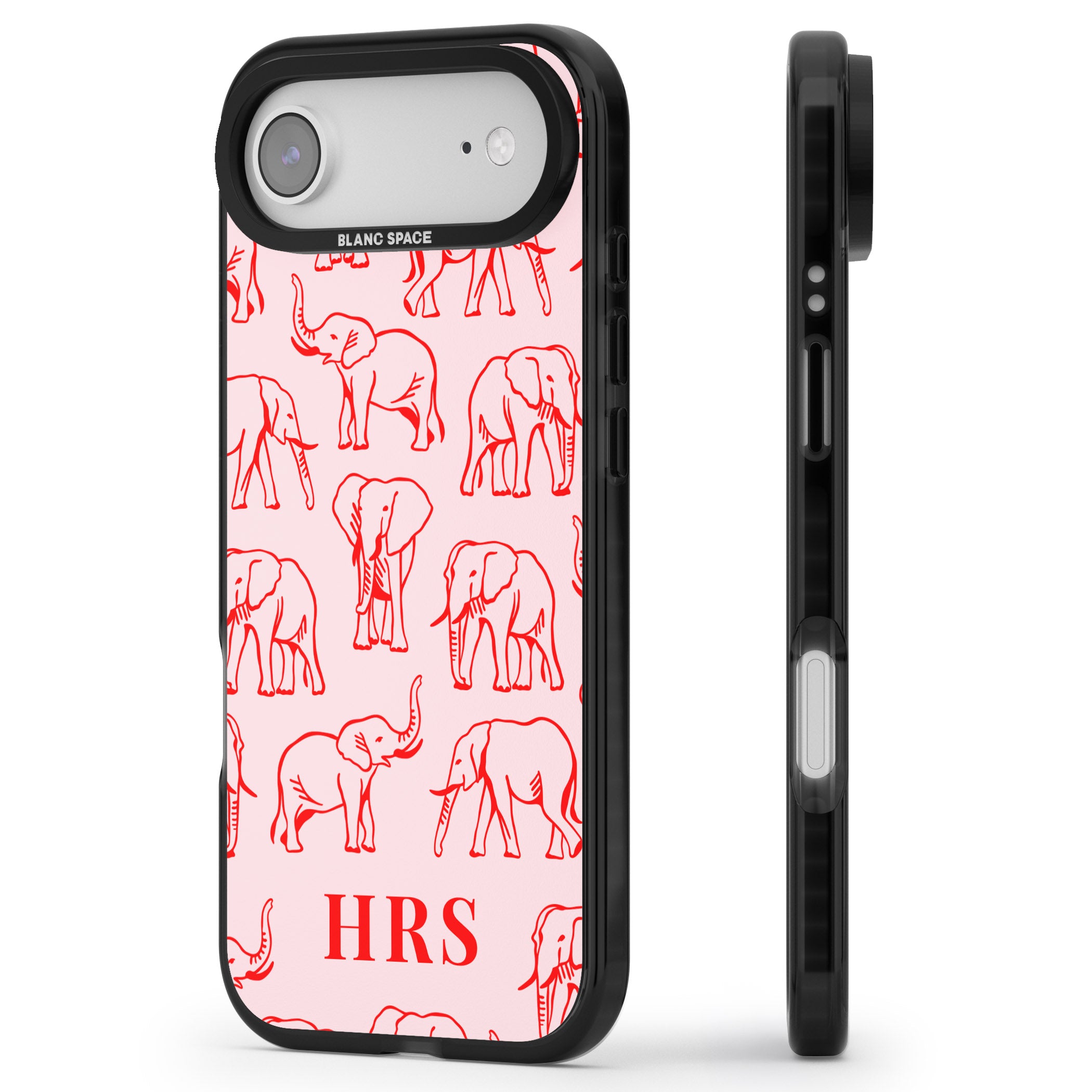 Personalised Red Elephant Outline iPhone 17 Air Impact Pro Black Phone Case Side Profile