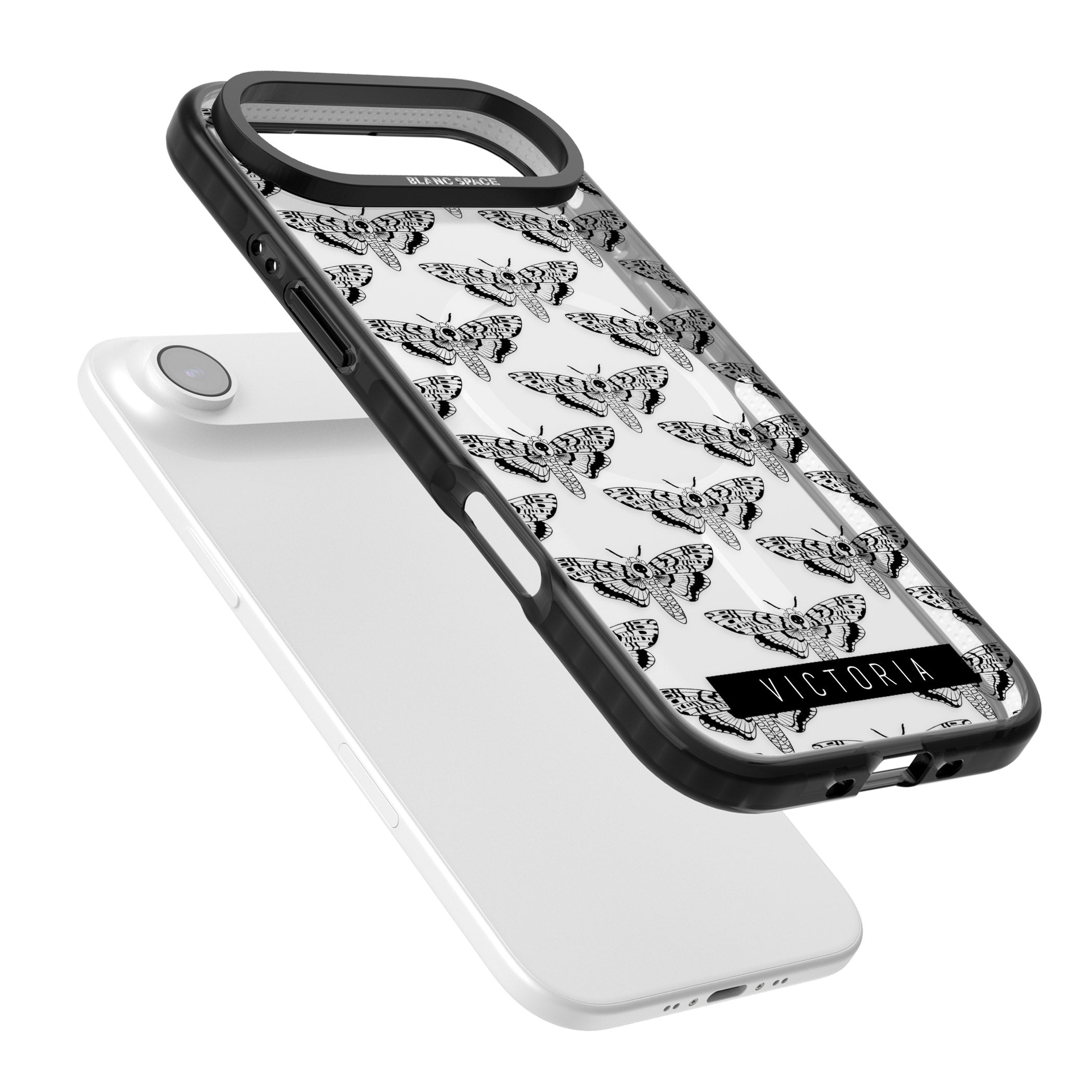 Personalised Hawk Moth Pattern iPhone 17 Air Impact Pro Black Phone Case Colours