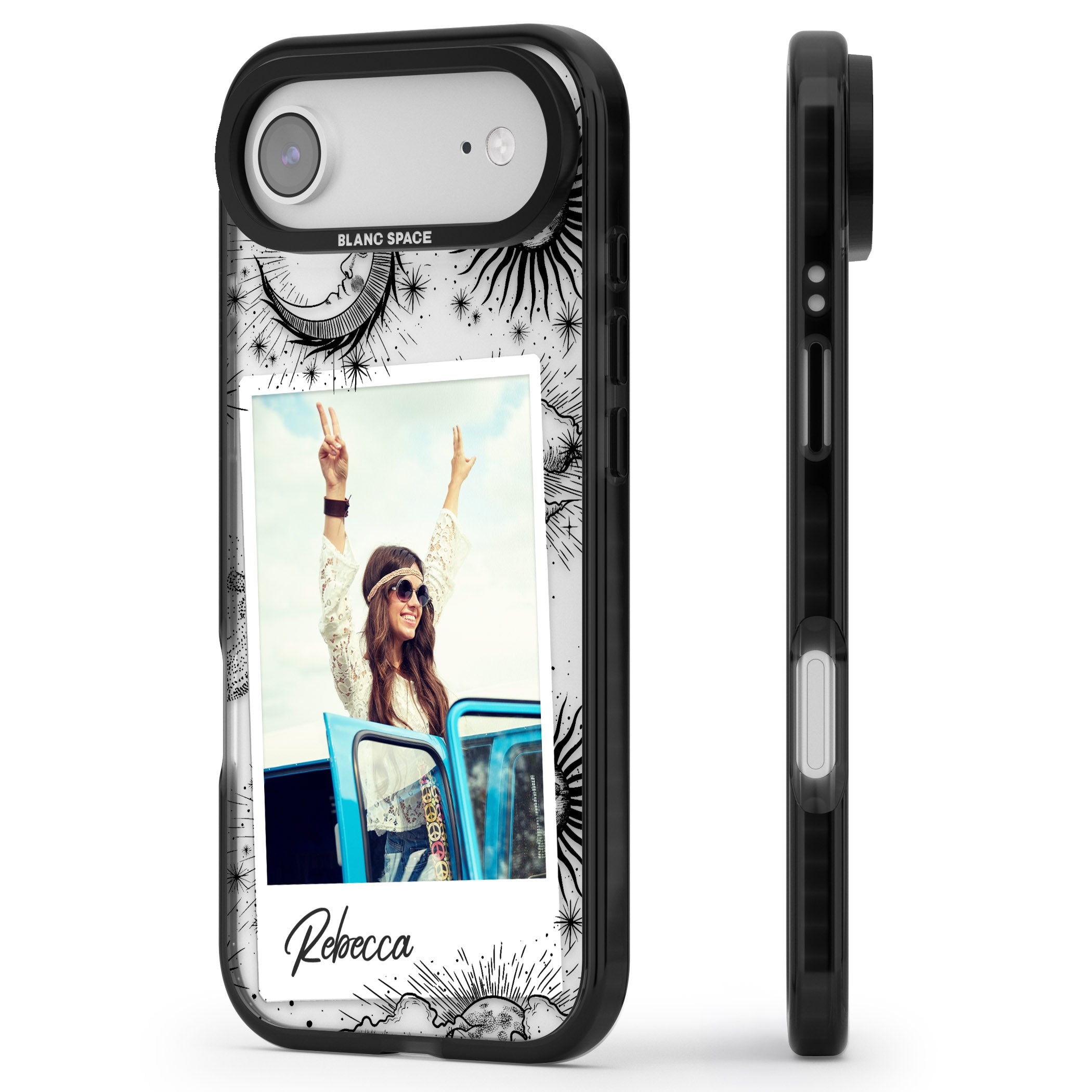 Personalised Astrology Instant Photo iPhone 17 Air Impact Pro Black Phone Case Side Profile