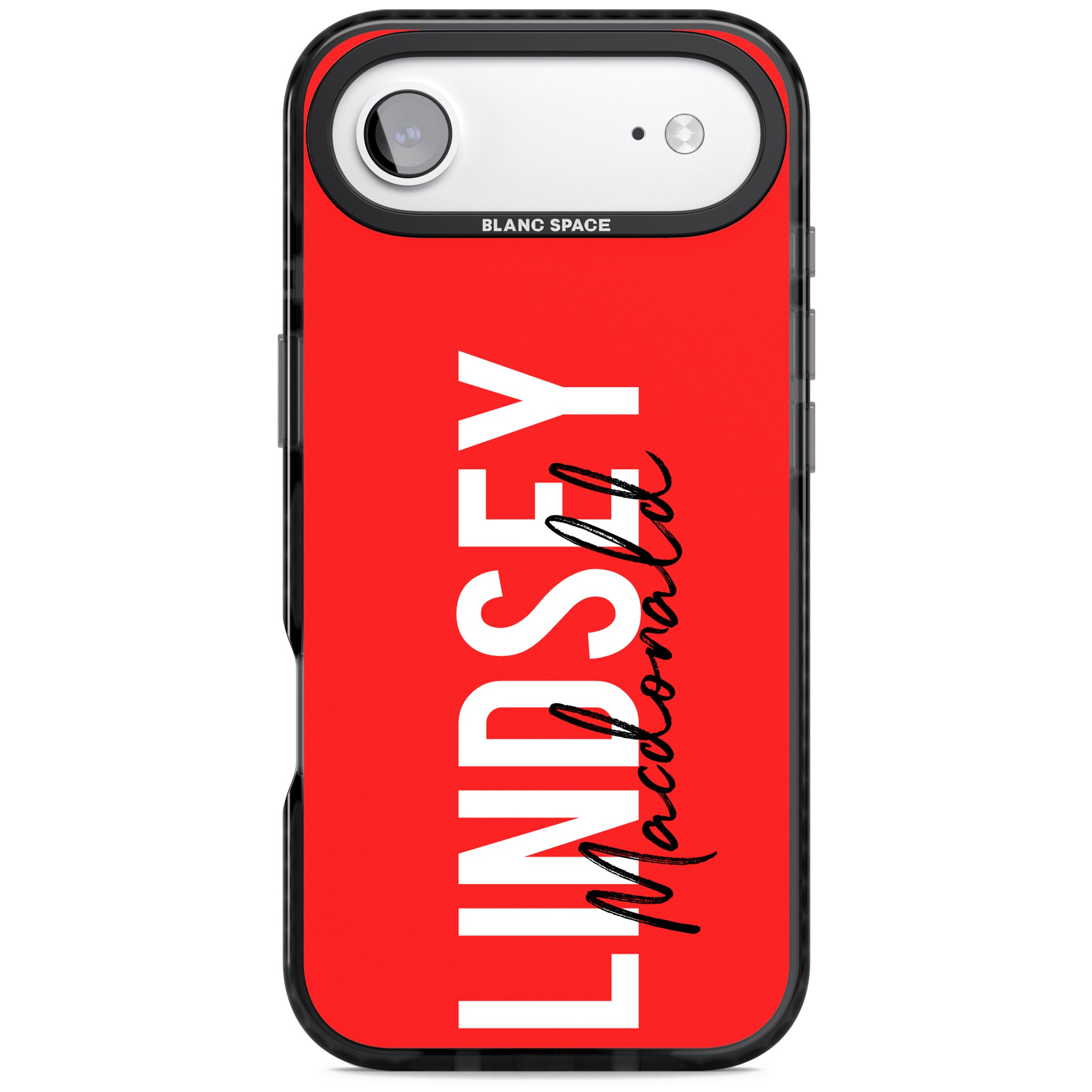 Personalised Bold Name: Red iPhone 17 Air Impact Pro Black Phone Case