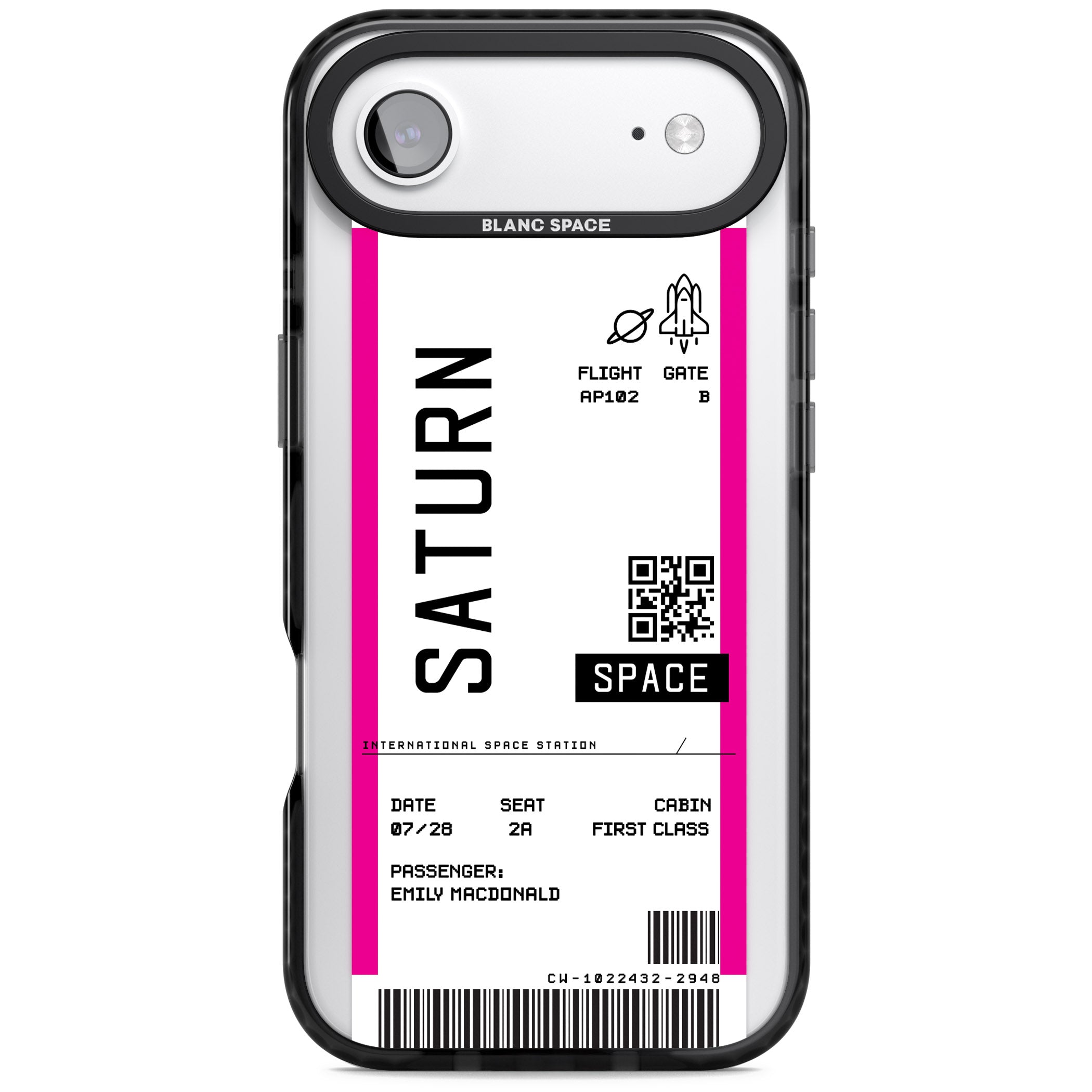 Personalised Saturn Travel Ticket iPhone 17 Air Impact Pro Black Phone Case