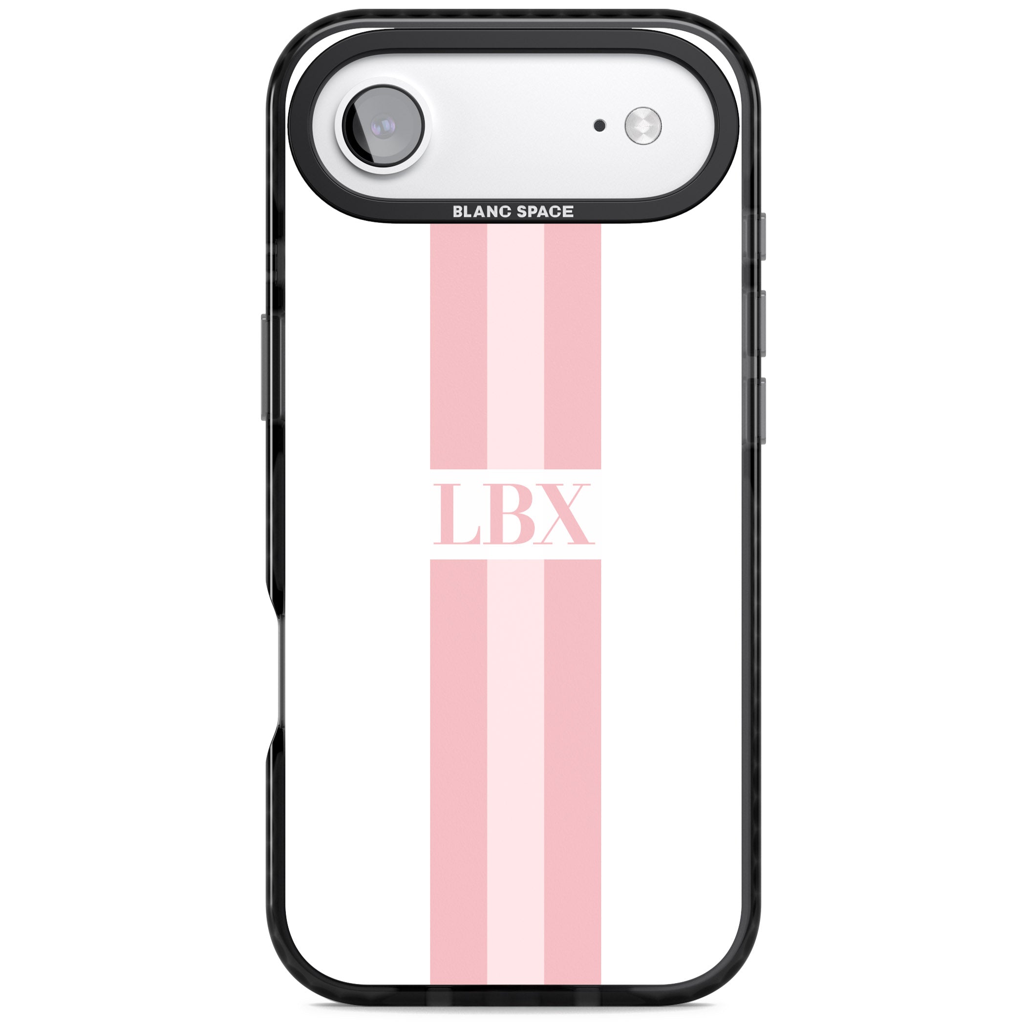 Personalised Minimal Pink Stripe iPhone 17 Air Impact Pro Black Phone Case