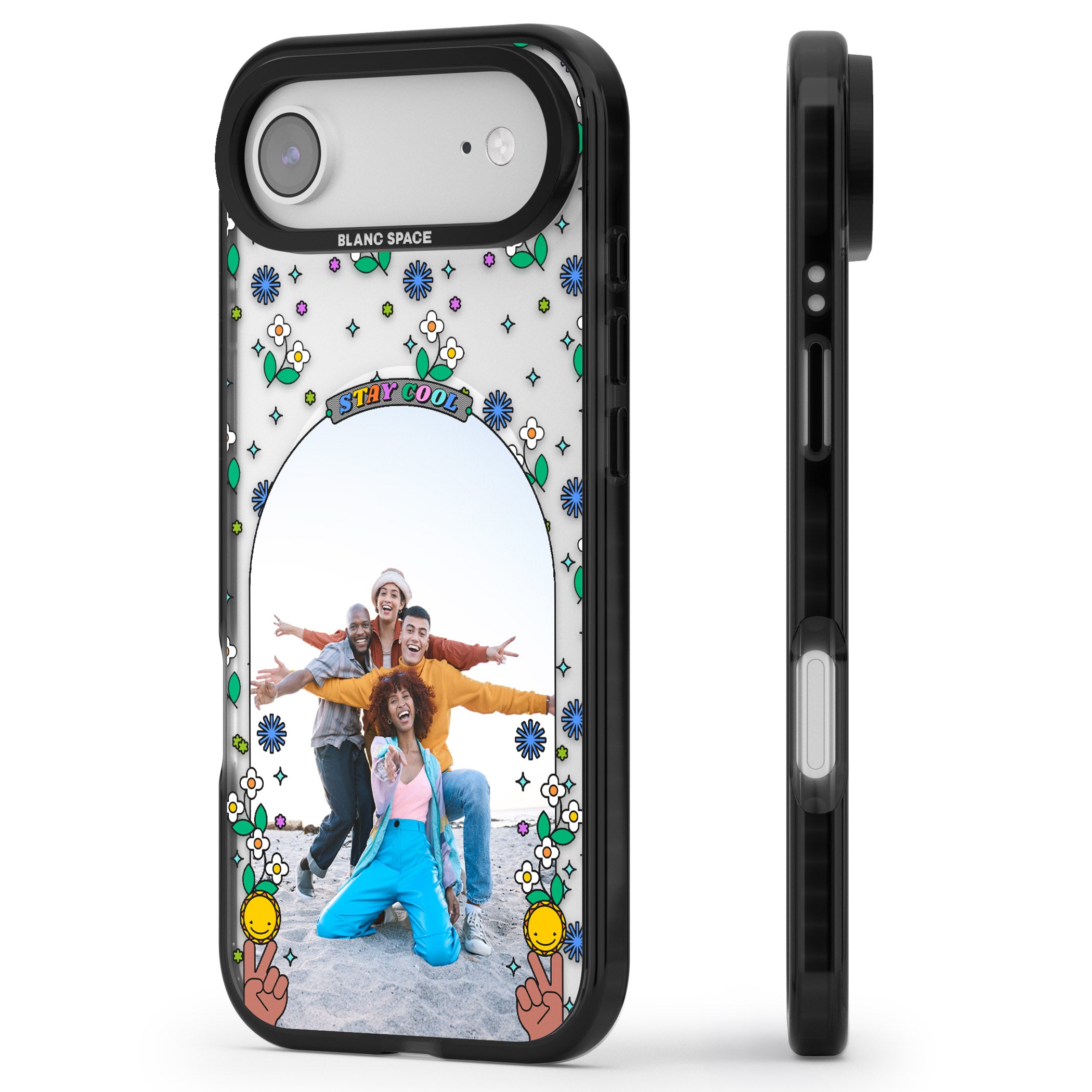 Personalised Summer Photo Frame iPhone 17 Air Impact Pro Black Phone Case Side Profile