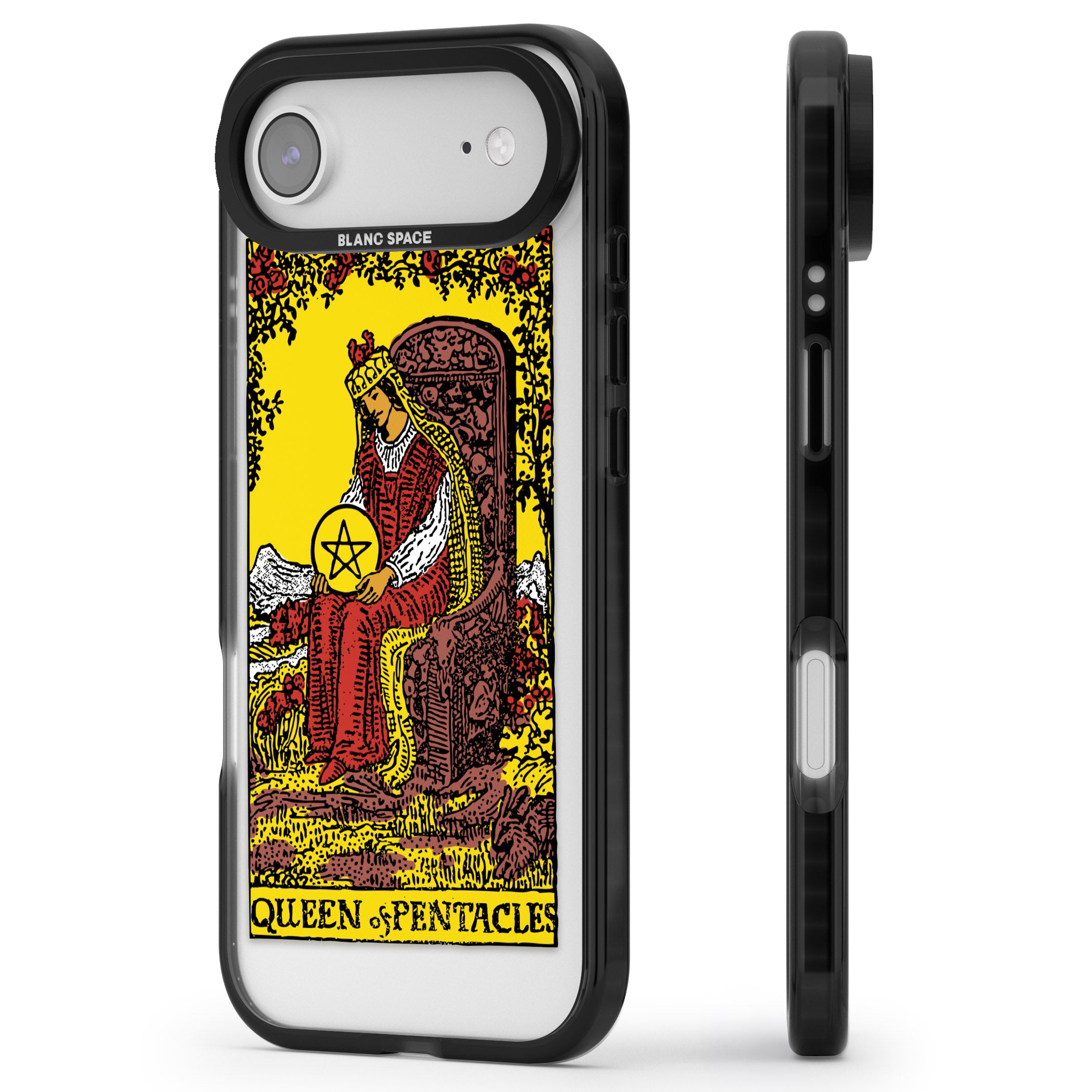 Personalised Queen Of Pentacles Tarot Card (Color) iPhone 17 Air Impact Pro Black Phone Case Side Profile