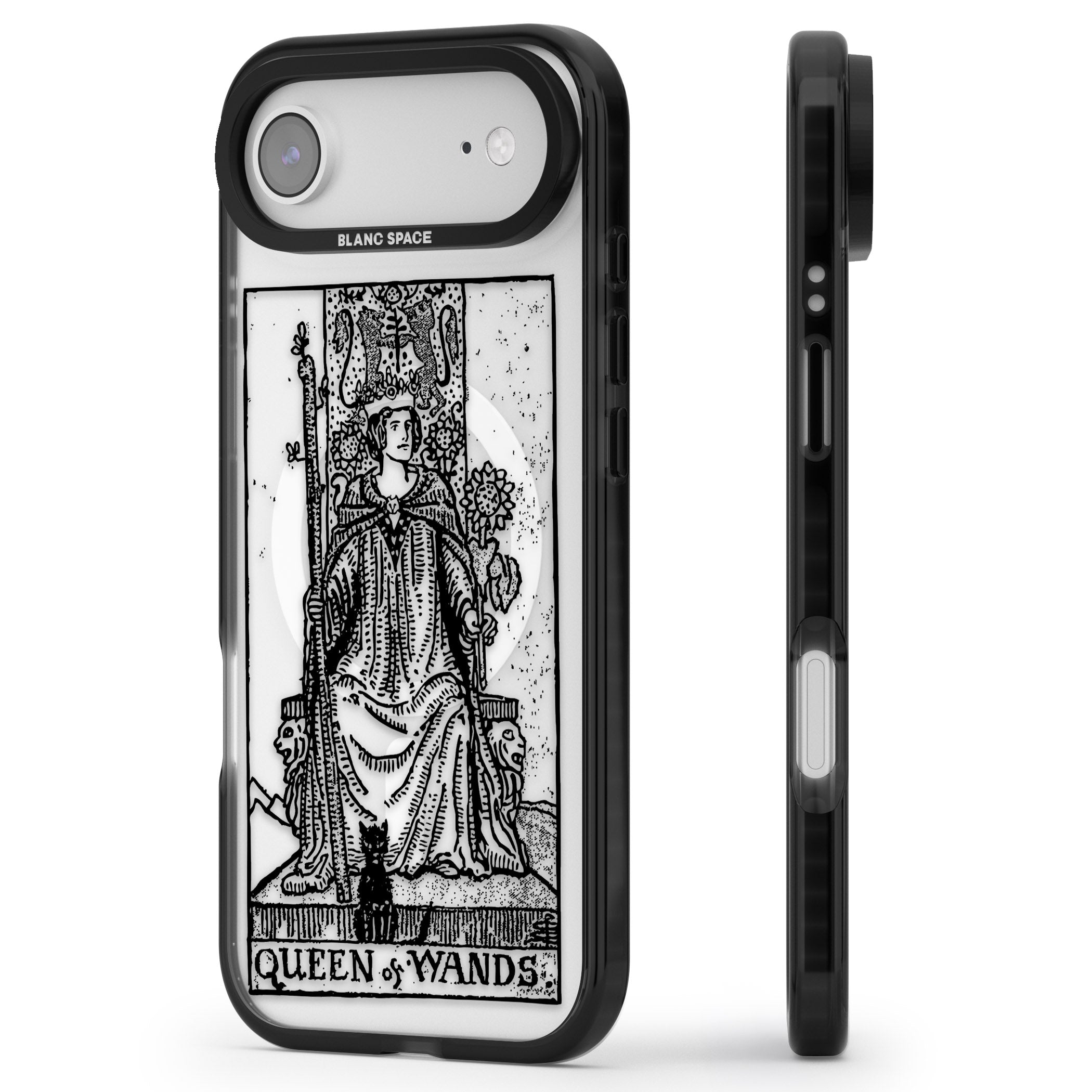 Personalised Queen Of Wands Tarot Card (Clear) iPhone 17 Air Impact Pro Black Phone Case Side Profile
