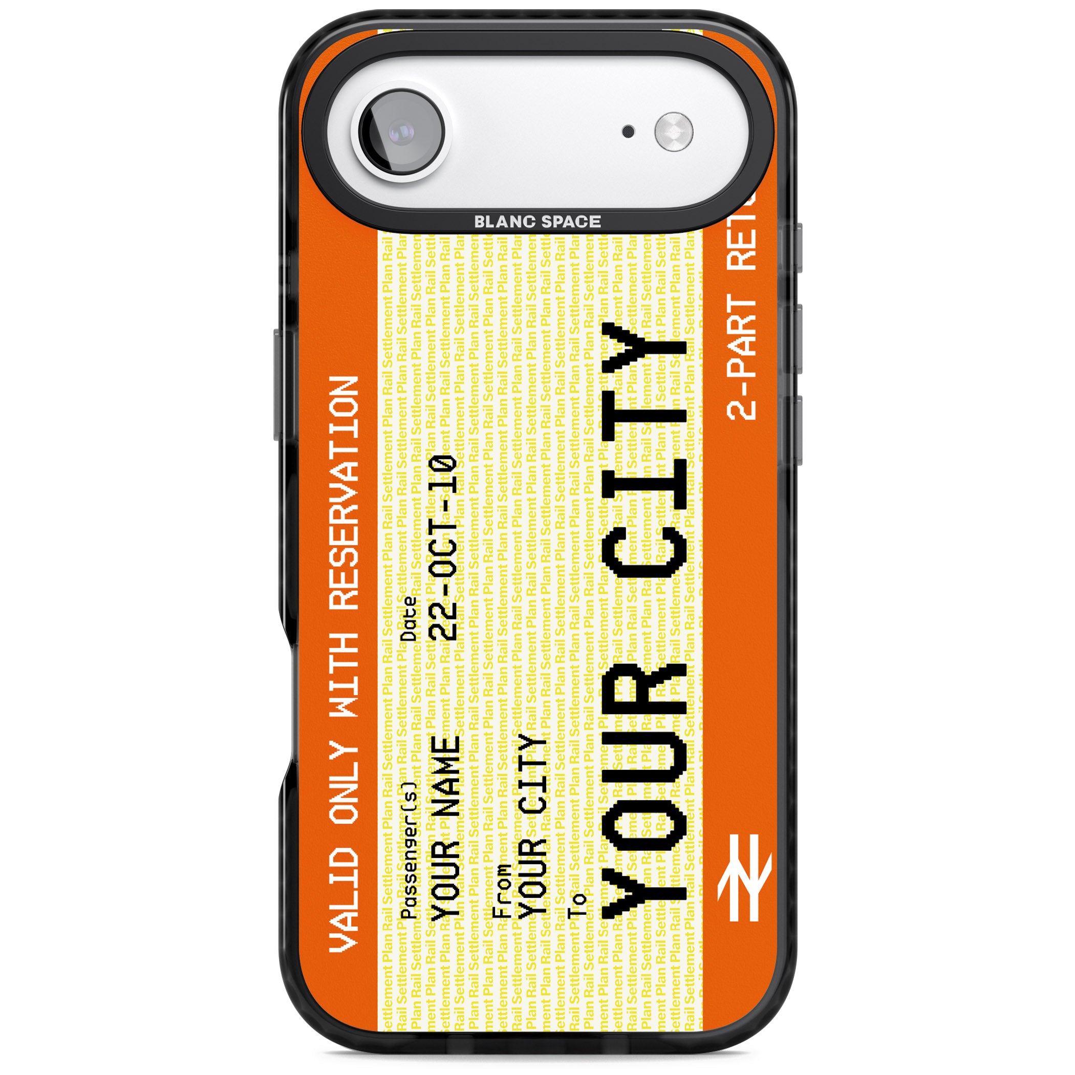 Personalised Create Your Own Train Ticket iPhone 17 Air Impact Pro Black Phone Case