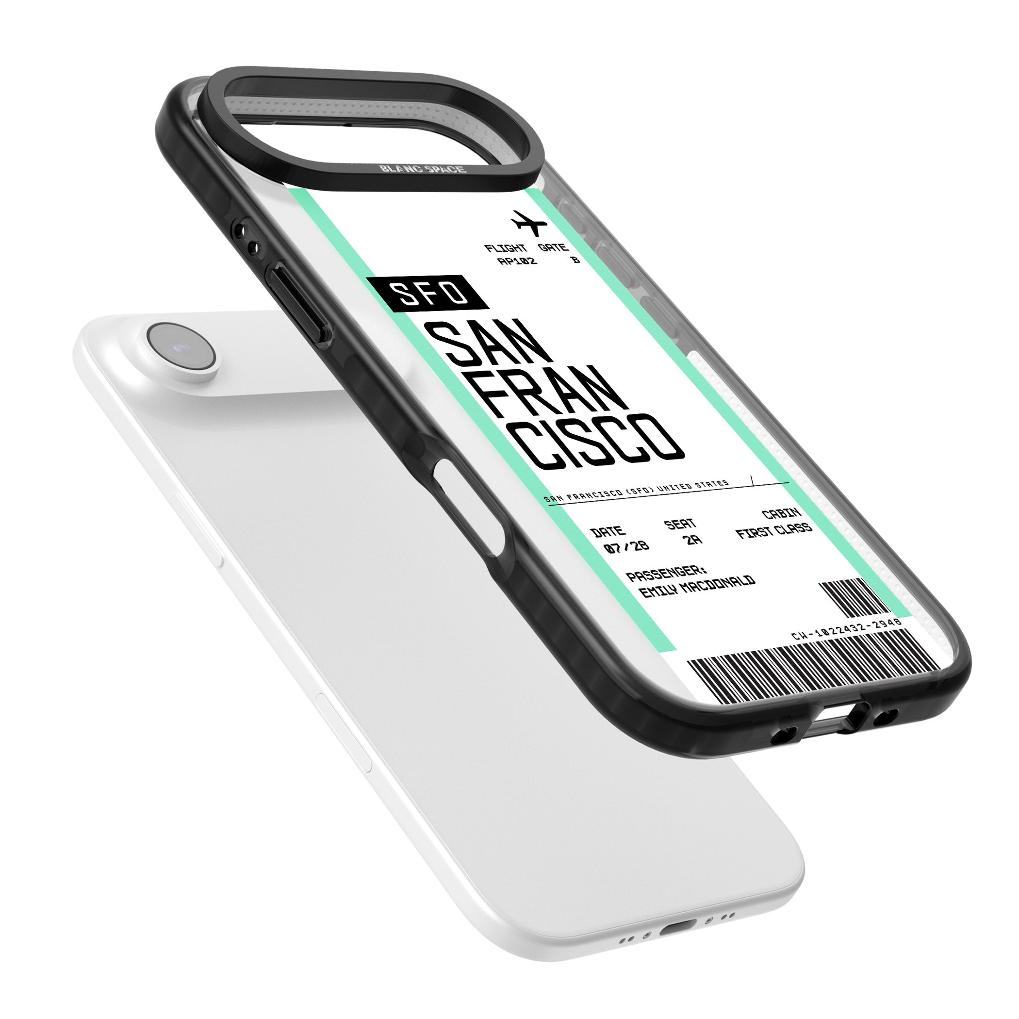 Personalised San Francisco Boarding Pass iPhone 17 Air Impact Pro Black Phone Case Colours