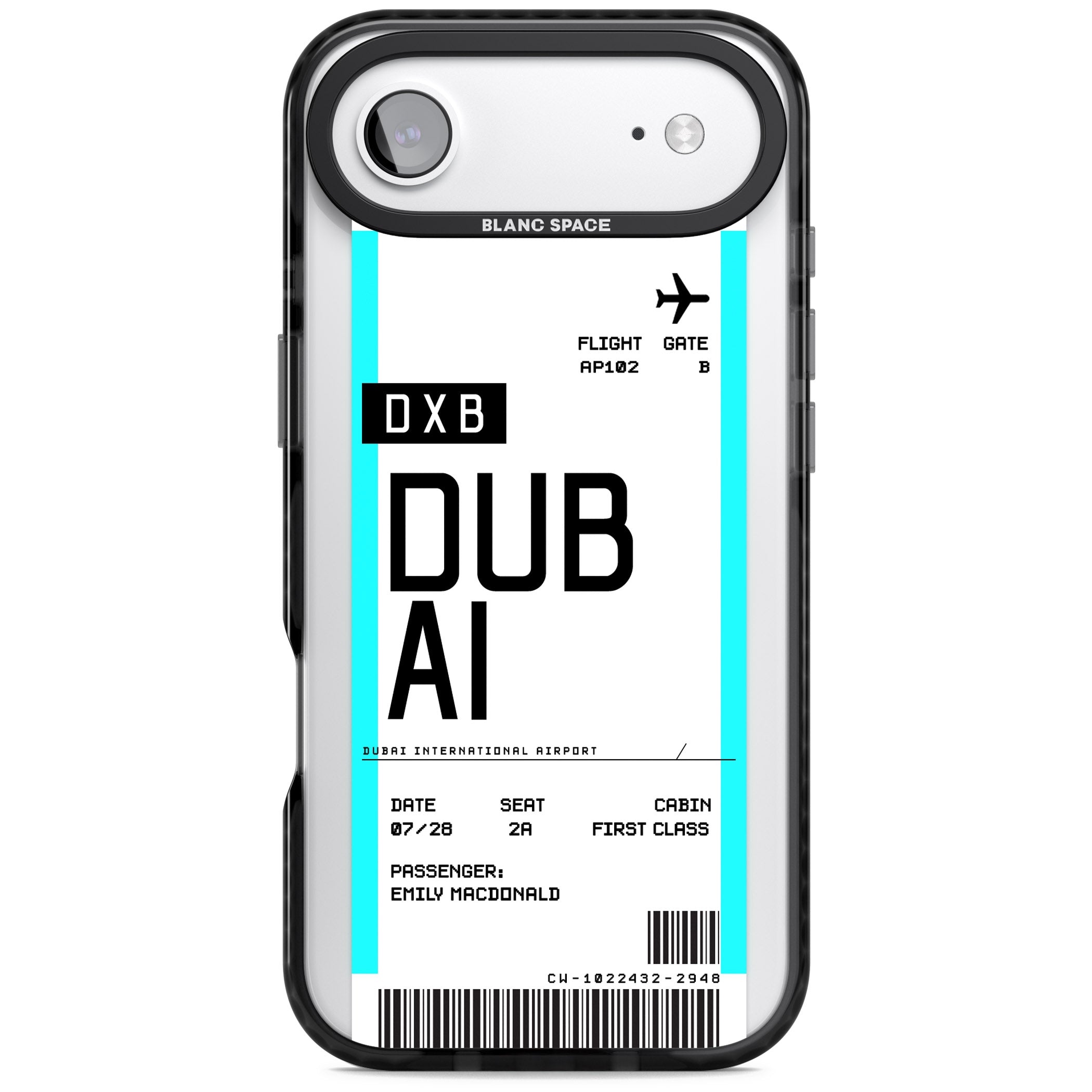 Personalised Dubai Boarding Pass iPhone 17 Air Impact Pro Black Phone Case