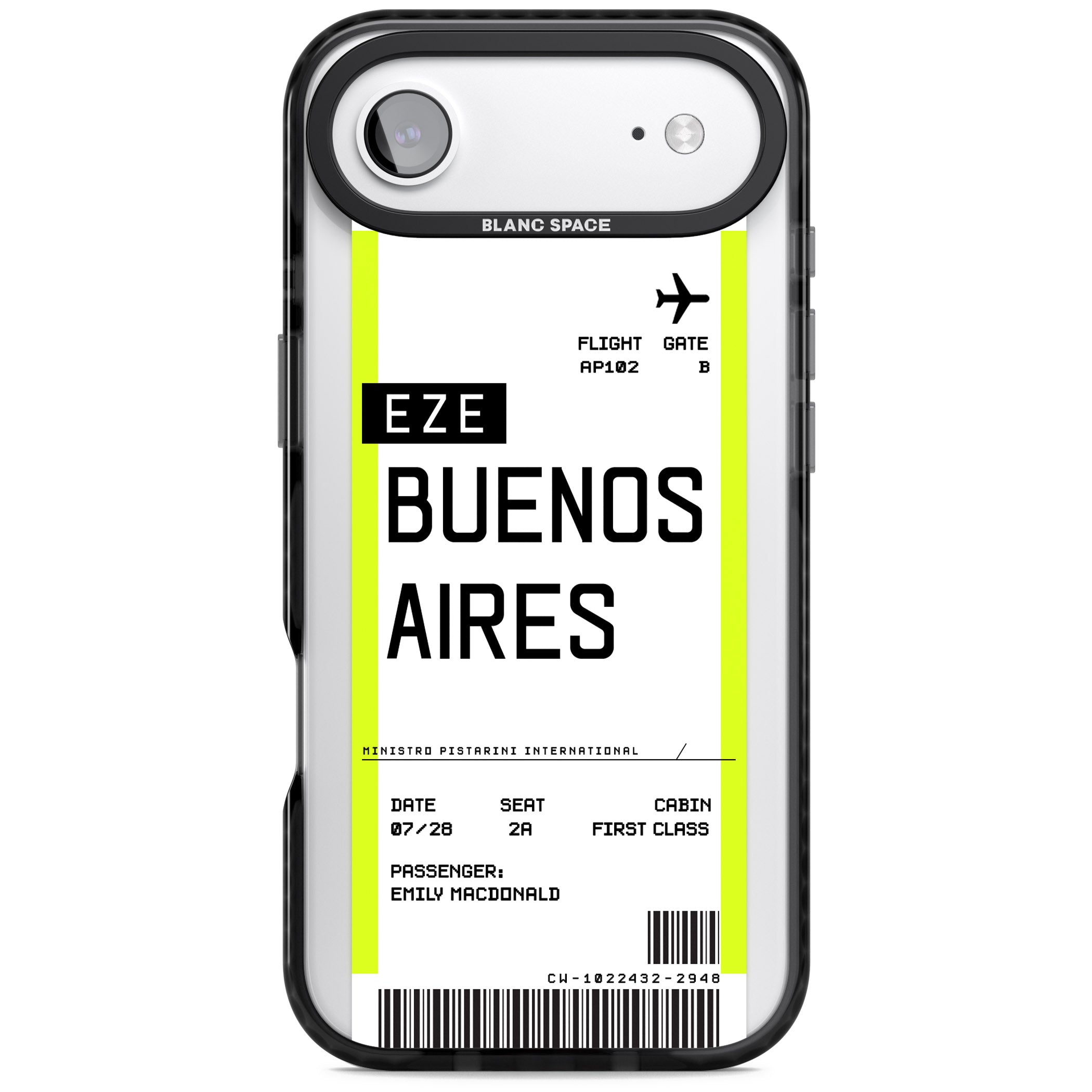 Personalised Buenos Aires Boarding Pass iPhone 17 Air Impact Pro Black Phone Case