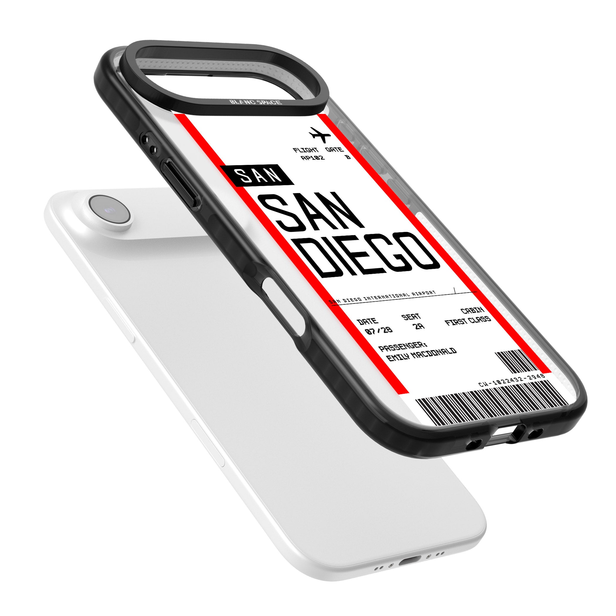 Personalised San Diego Boarding Pass iPhone 17 Air Impact Pro Black Phone Case Colours