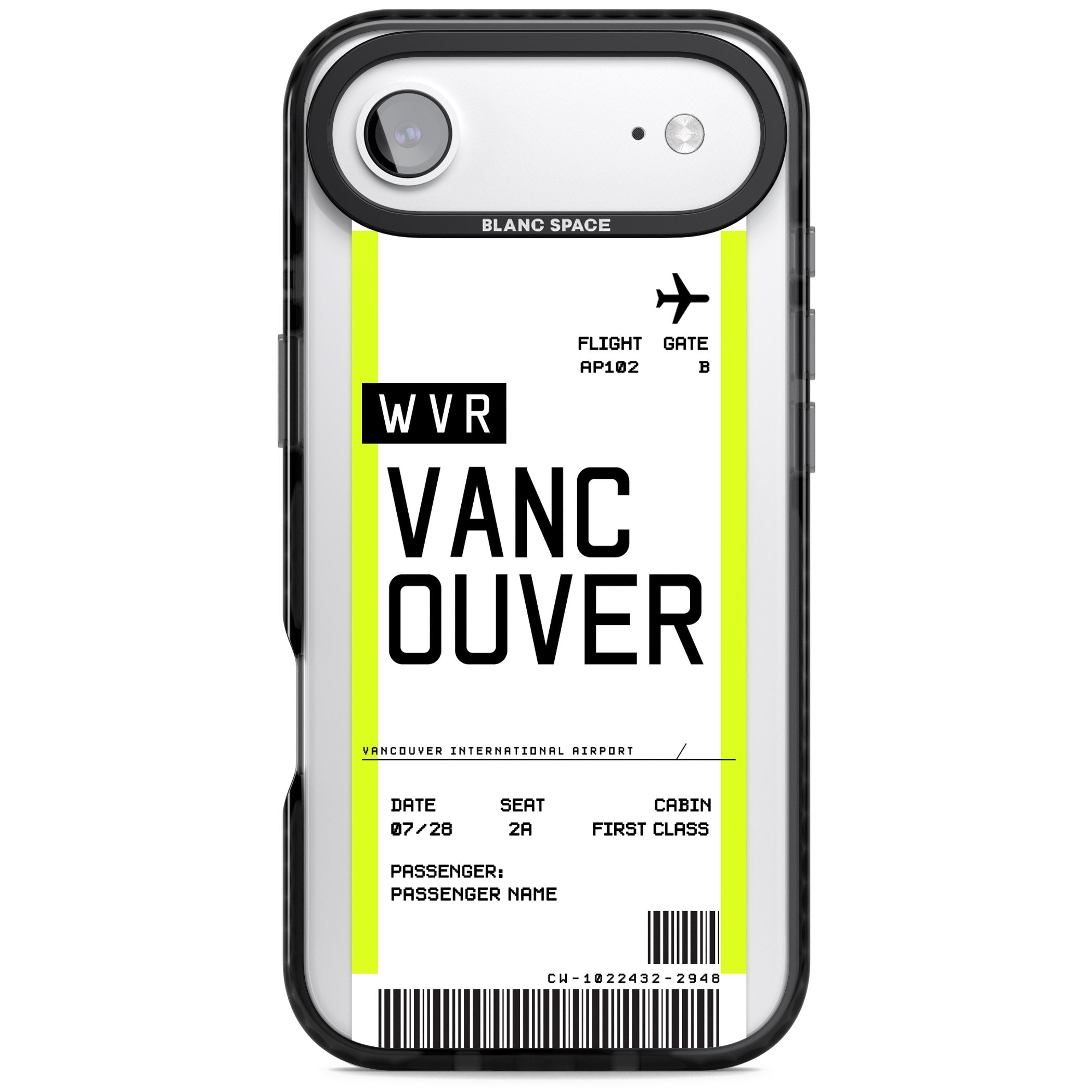 Personalised Vancouver Boarding Pass iPhone 17 Air Impact Pro Black Phone Case