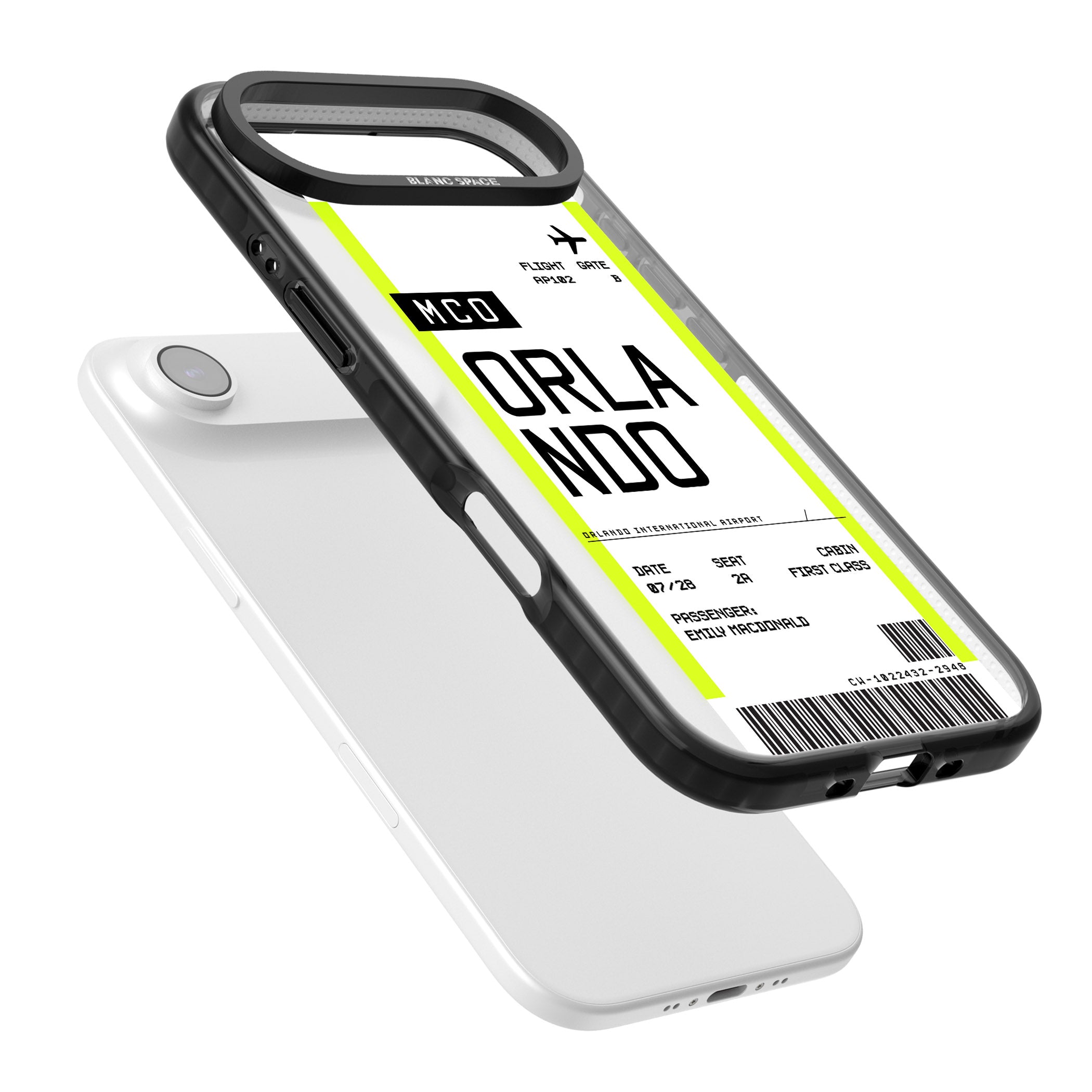 Personalised Orlando Boarding Pass iPhone 17 Air Impact Pro Black Phone Case Colours