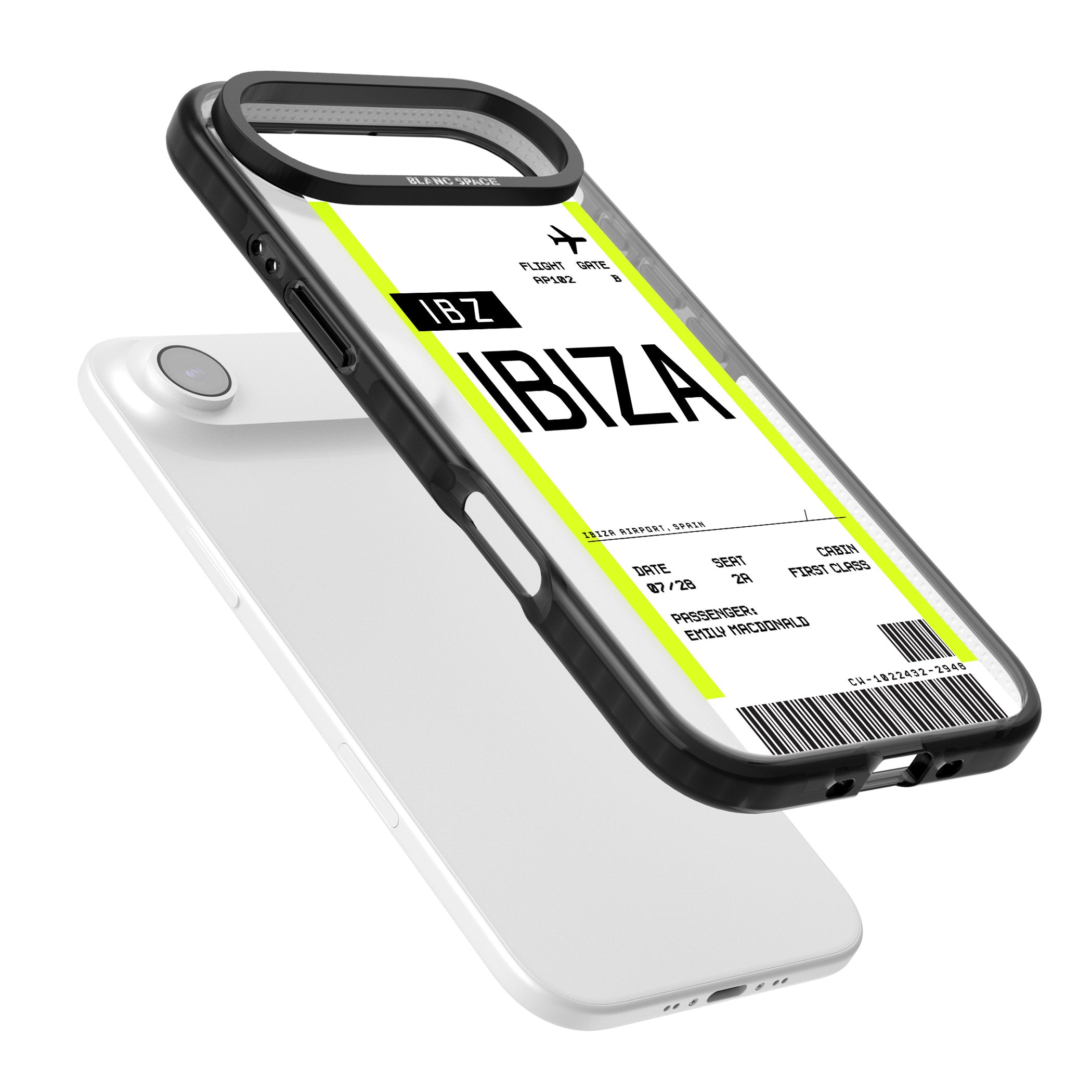 Personalised Ibiza Boarding Pass iPhone 17 Air Impact Pro Black Phone Case Colours