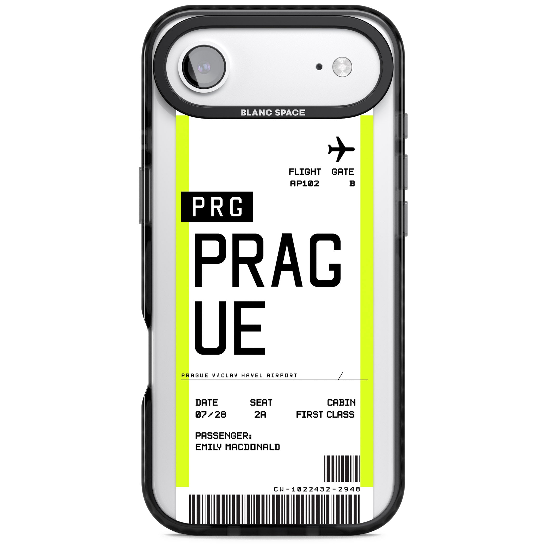 Personalised Prague Boarding Pass iPhone 17 Air Impact Pro Black Phone Case