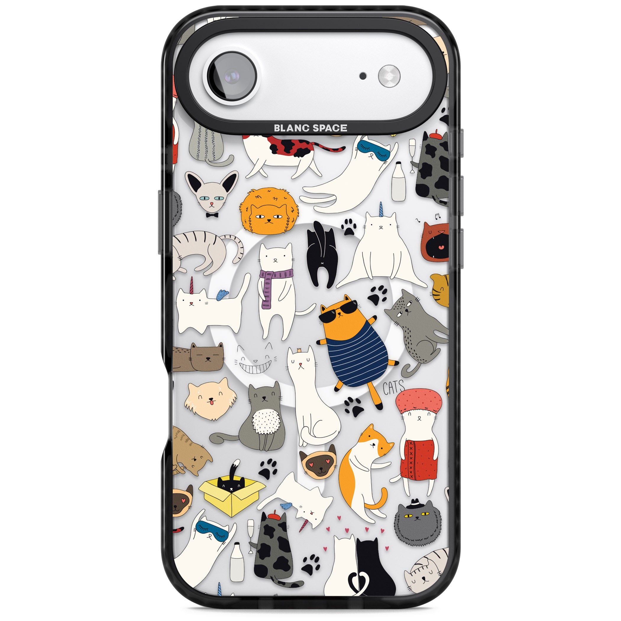 Cartoon Cat Collage iPhone 17 Air Impact Pro Black Phone Case