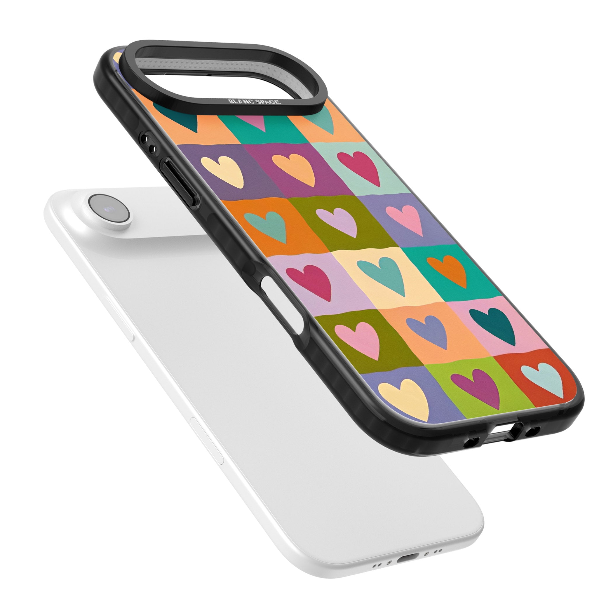 Multicolour Checked Hearts iPhone 17 Air Impact Pro Black Phone Case Colours