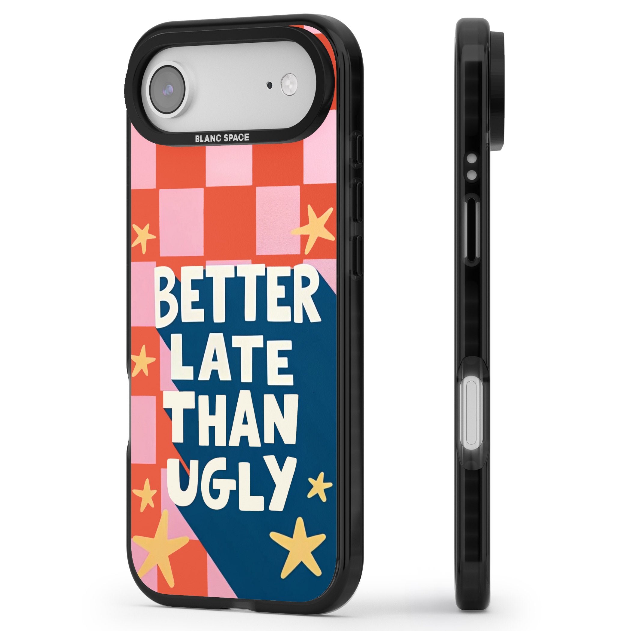 Better Late Than Ugly iPhone 17 Air Impact Pro Black Phone Case Side Profile