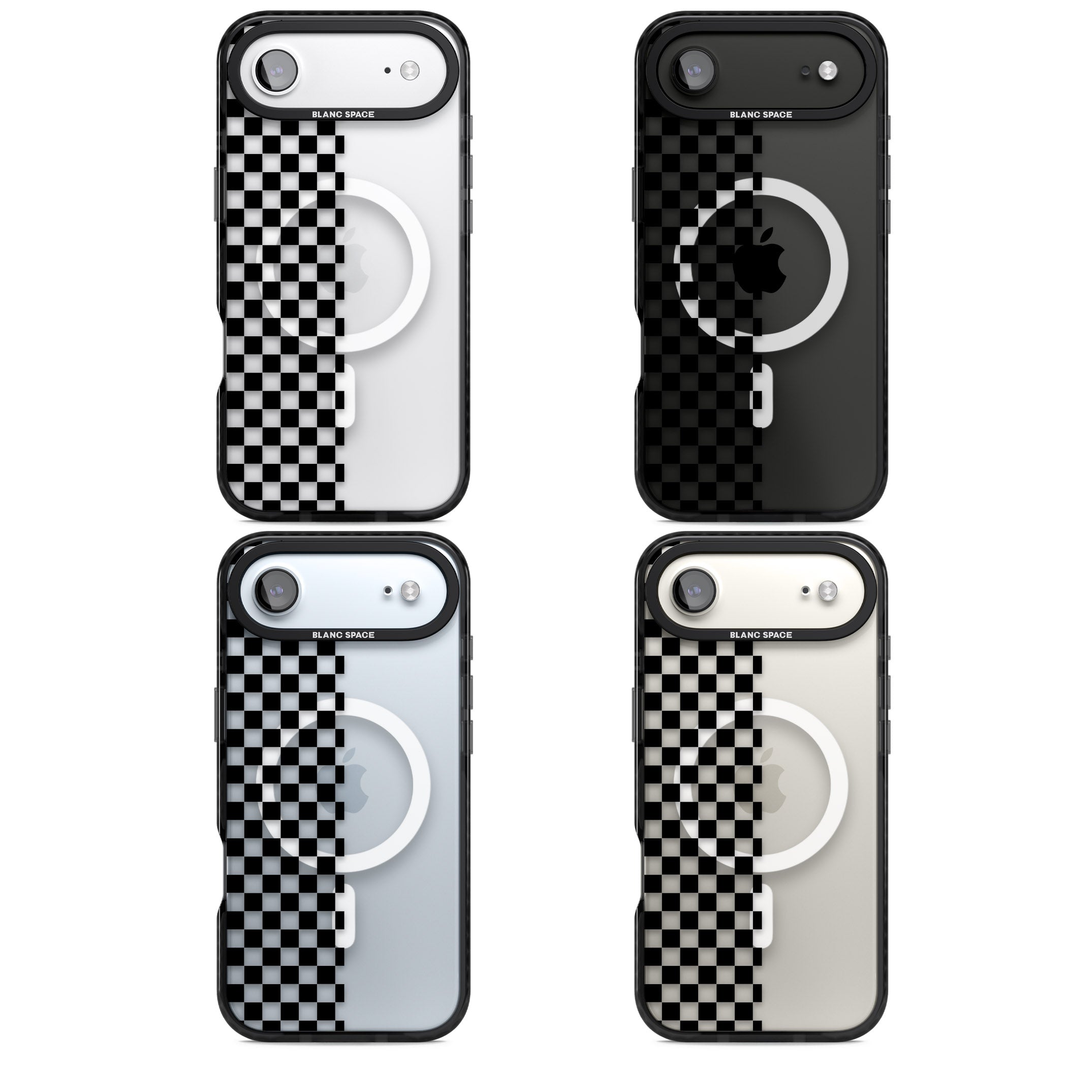 Checker: Half Black Check On Clear iPhone 17 Air Impact Pro Black Phone Case APT Impact Protection