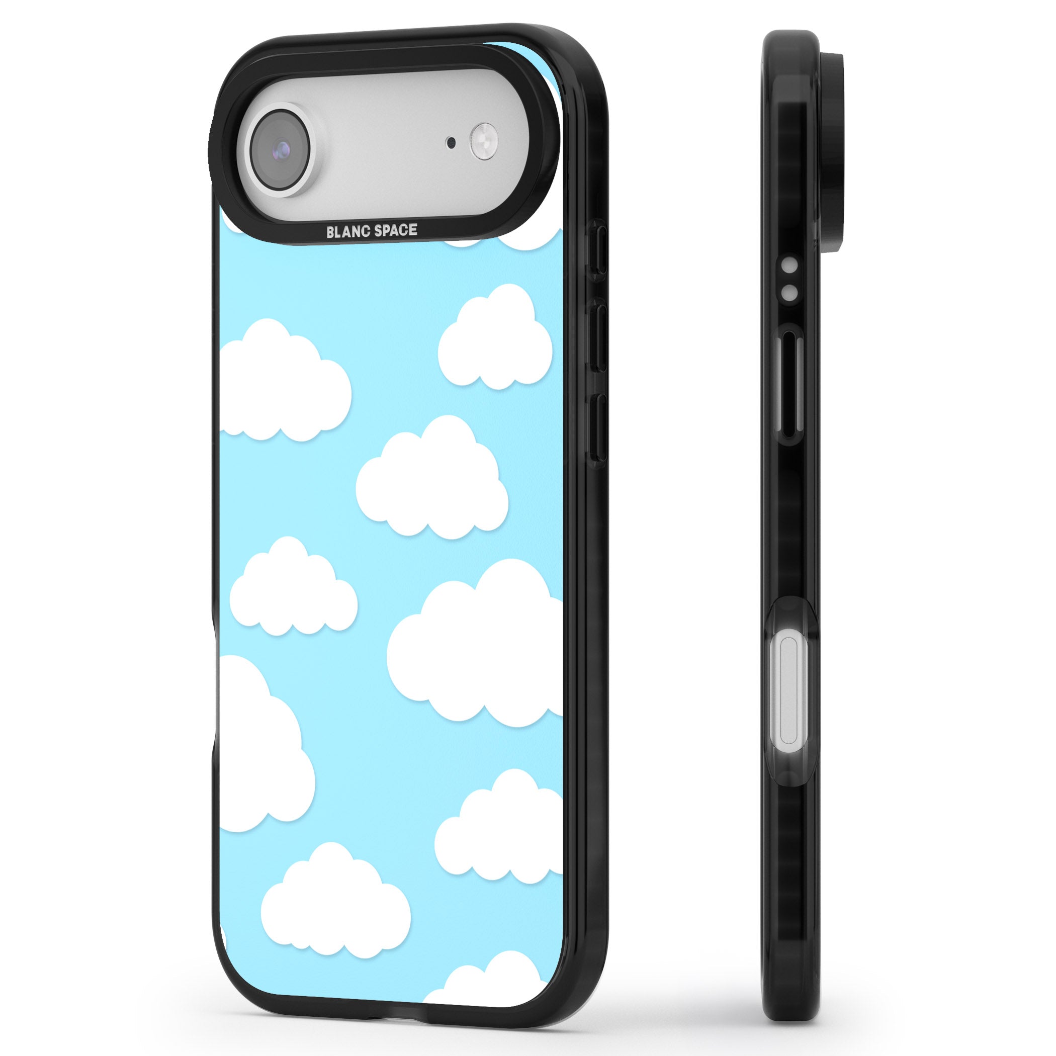 Blue Sky & Clouds Pattern iPhone 17 Air Impact Pro Black Phone Case Side Profile