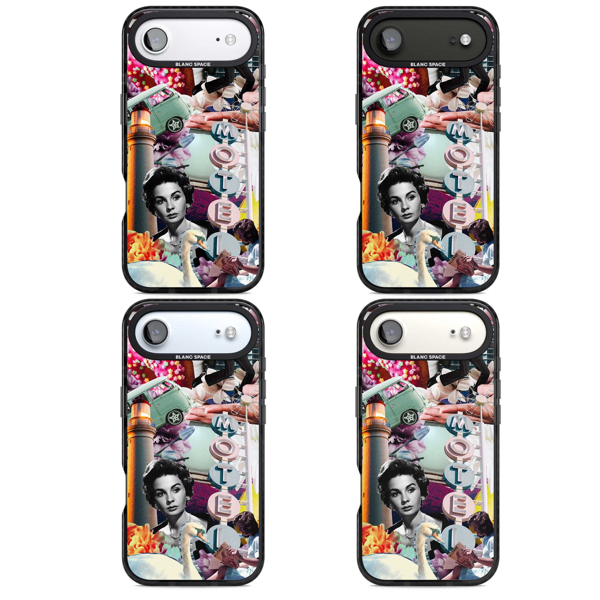 Retro Motel Collage iPhone 17 Air Impact Pro Black Phone Case APT Impact Protection