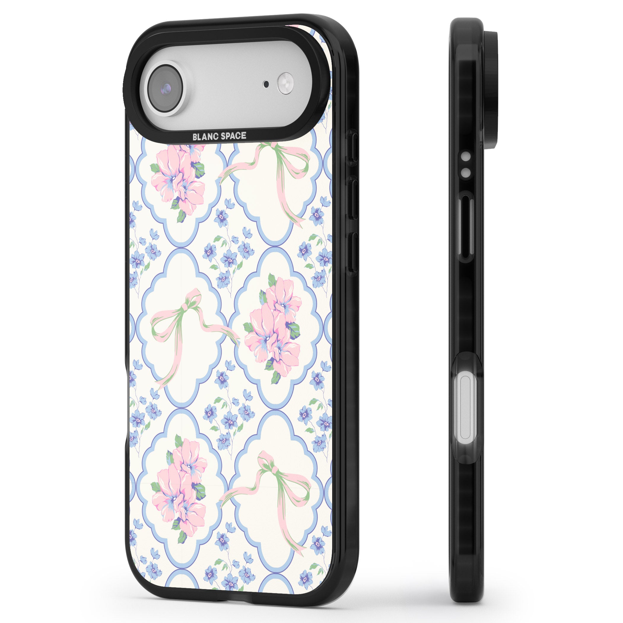 Coquette Flowers & Bows iPhone 17 Air Impact Pro Black Phone Case Side Profile
