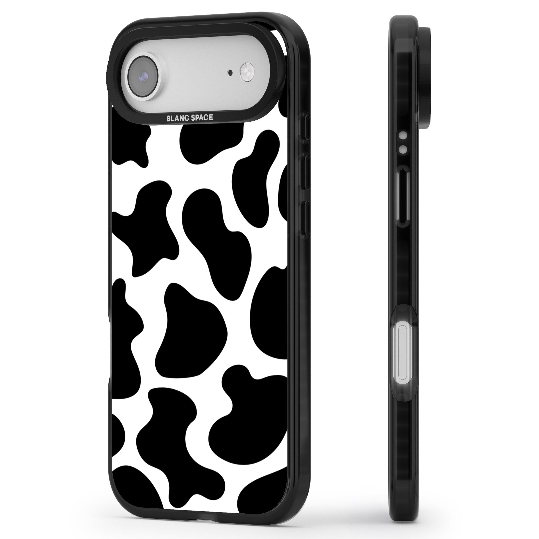 Cow Print iPhone 17 Air Impact Pro Black Phone Case Side Profile