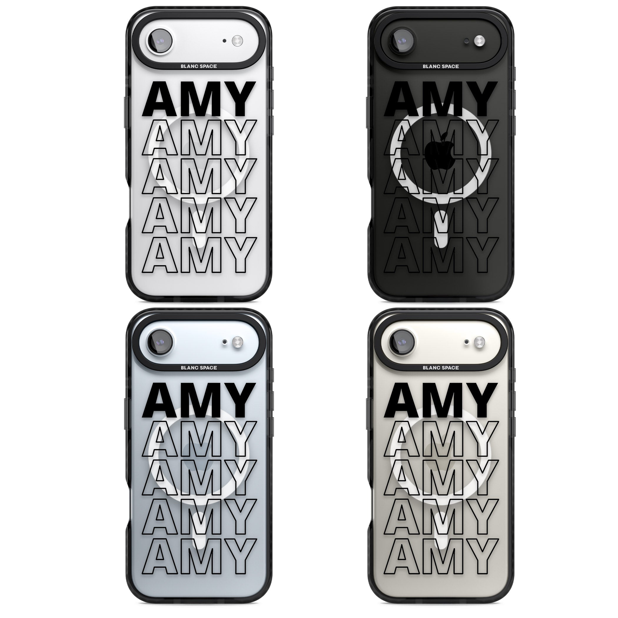 Personalised Bold Name Repetition iPhone 17 Air Impact Pro Black Phone Case APT Impact Protection