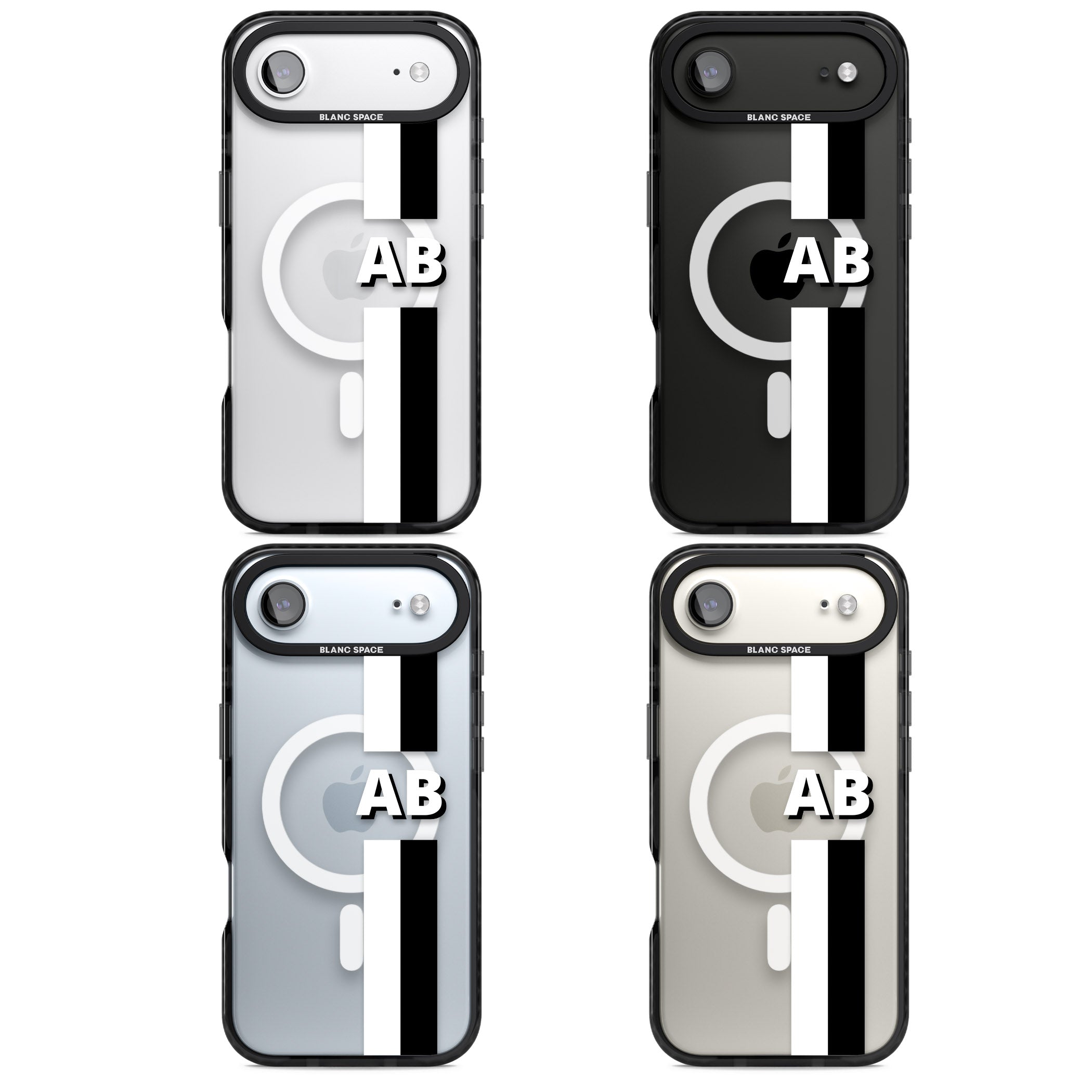 Personalised Bold Two Stripe Name iPhone 17 Air Impact Pro Black Phone Case APT Impact Protection