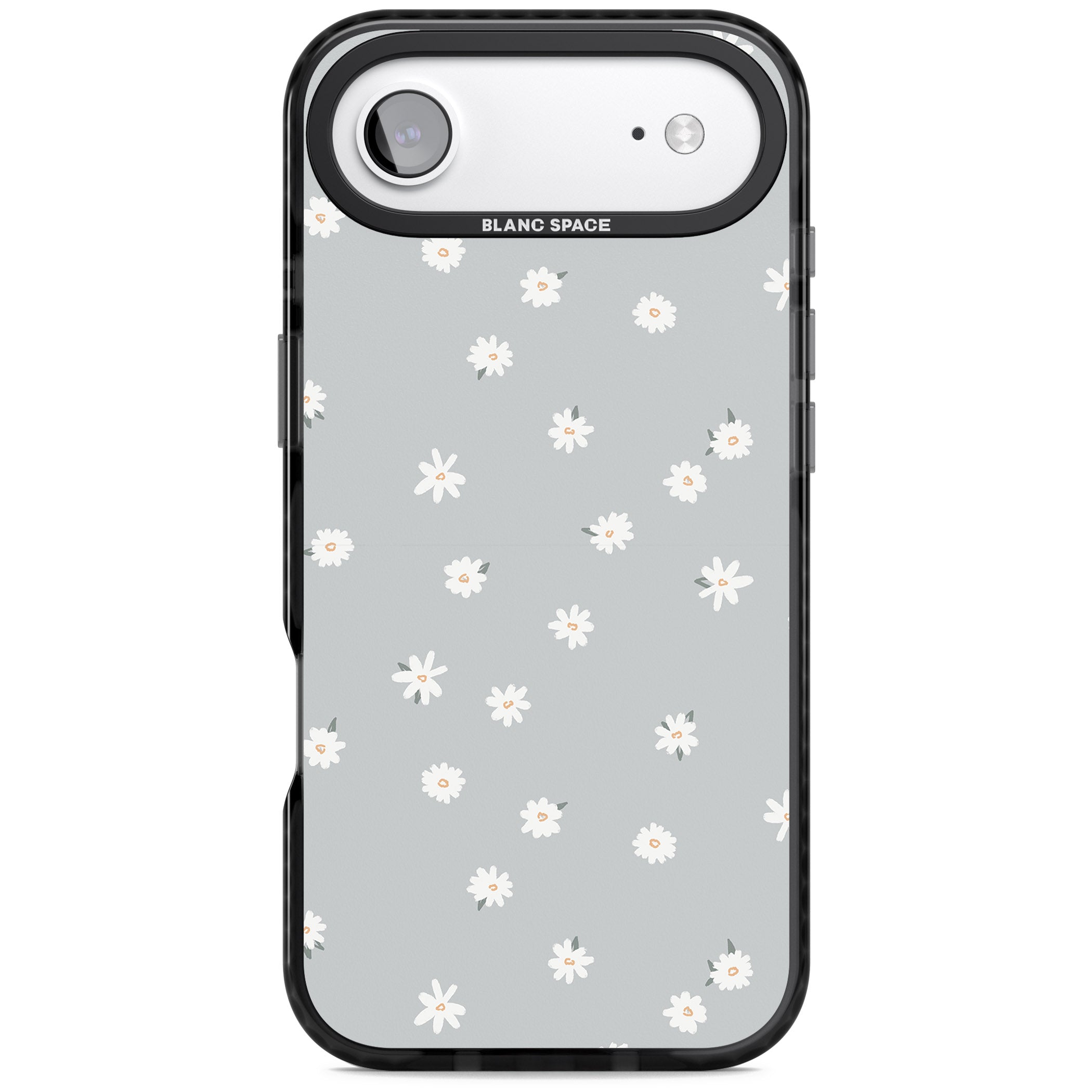 Painted Daisy Blue Grey iPhone 17 Air Impact Pro Black Phone Case