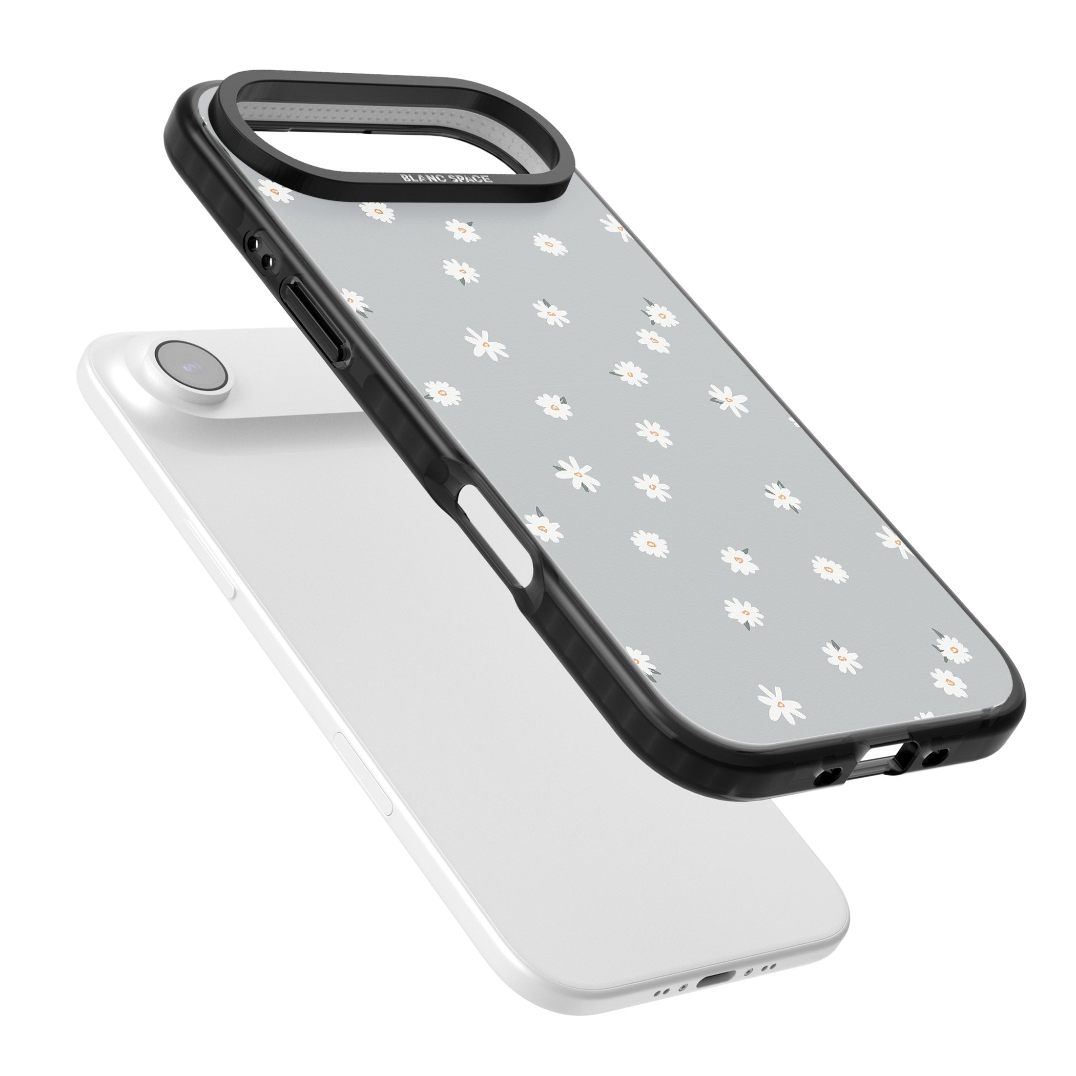 Painted Daisy Blue Grey iPhone 17 Air Impact Pro Black Phone Case Colours