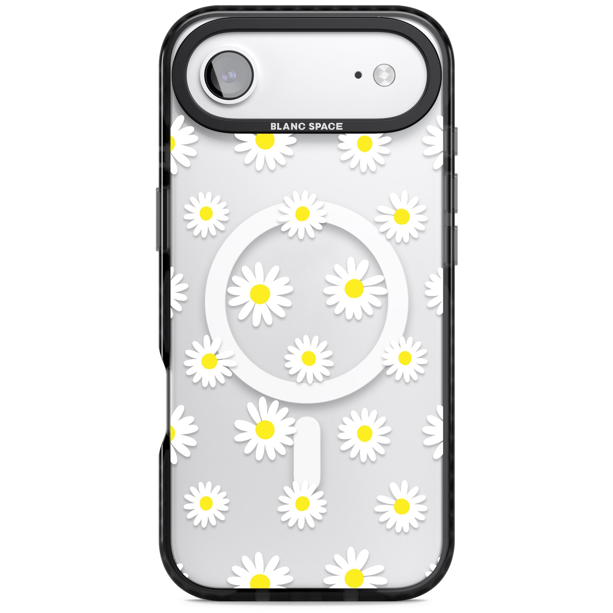 Personalised White Daisy Pattern iPhone 17 Air Impact Pro Black Phone Case