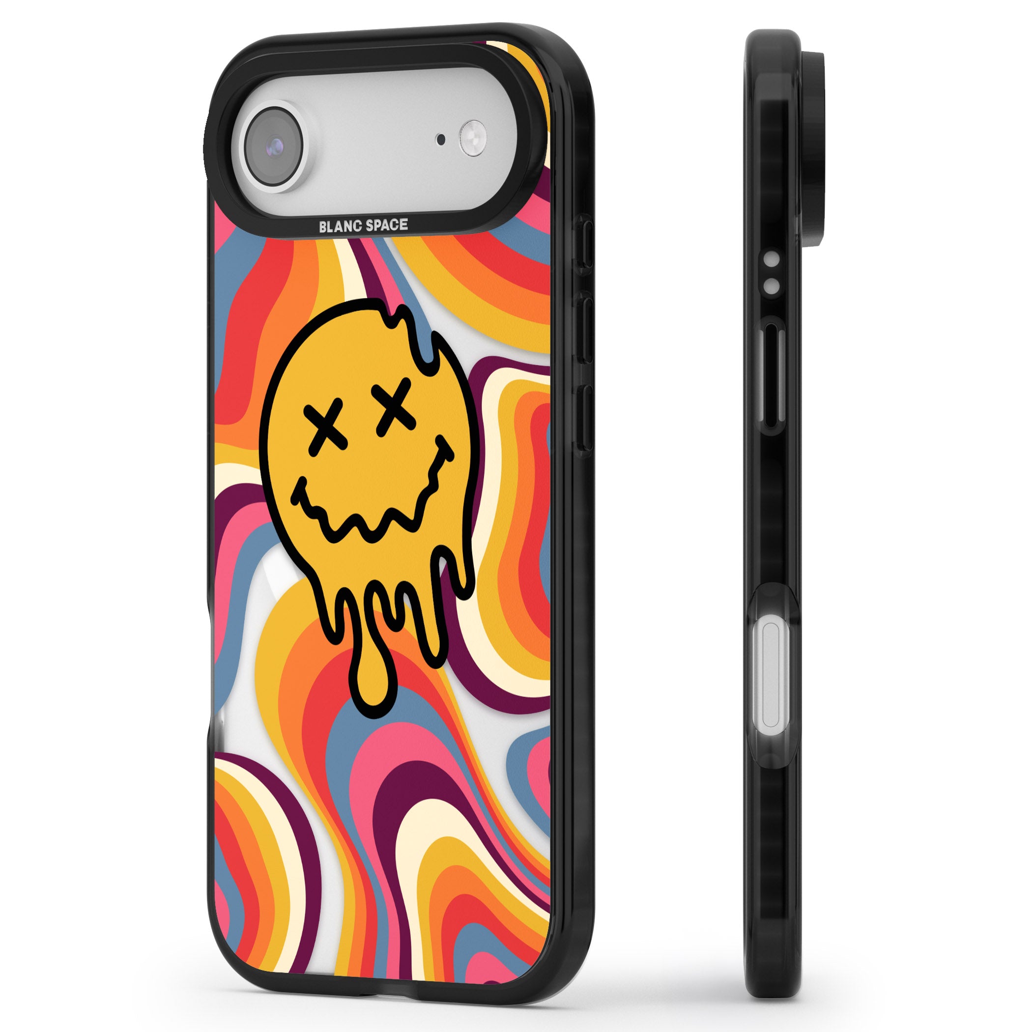 Trippy Face Melt iPhone 17 Air Impact Pro Black Phone Case Side Profile
