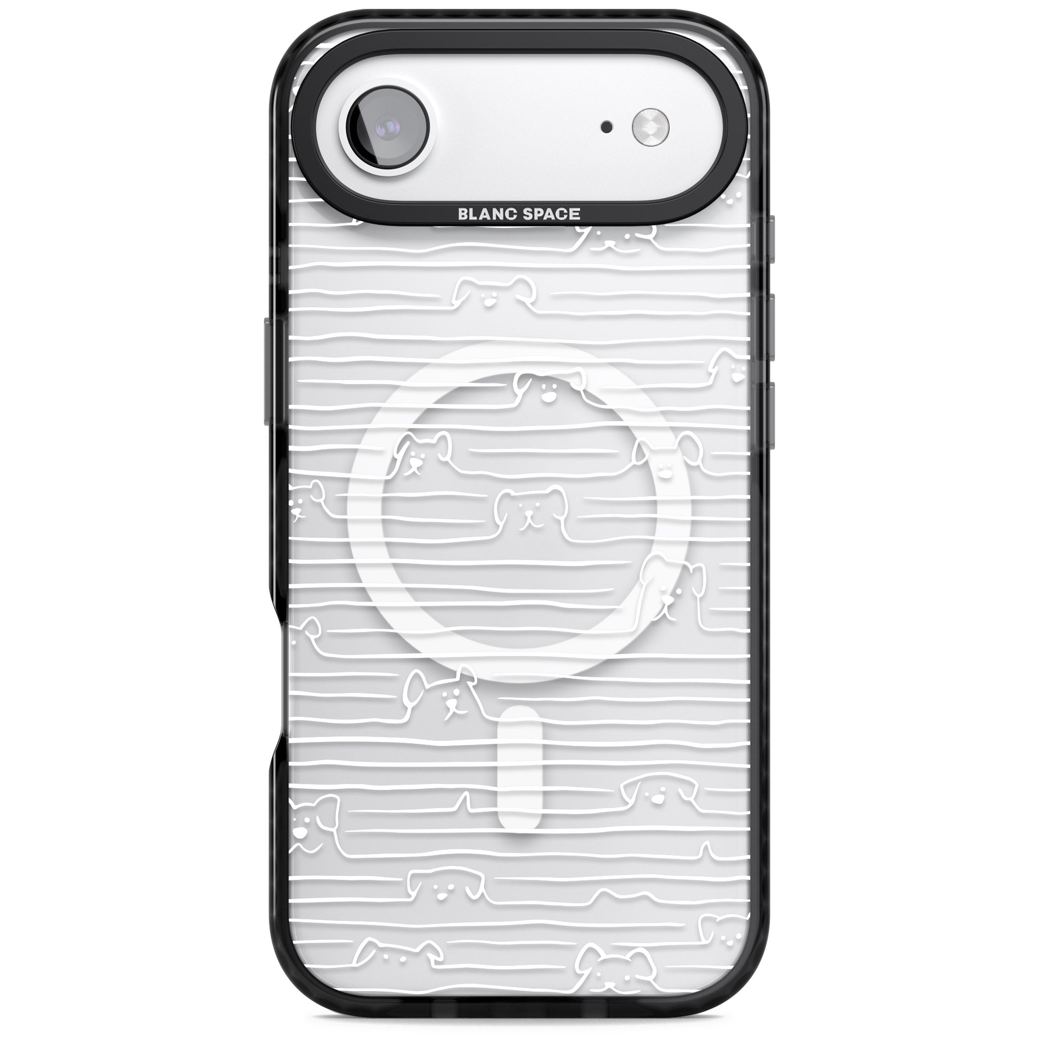 Dog Line Art White iPhone 17 Air Impact Pro Black Phone Case