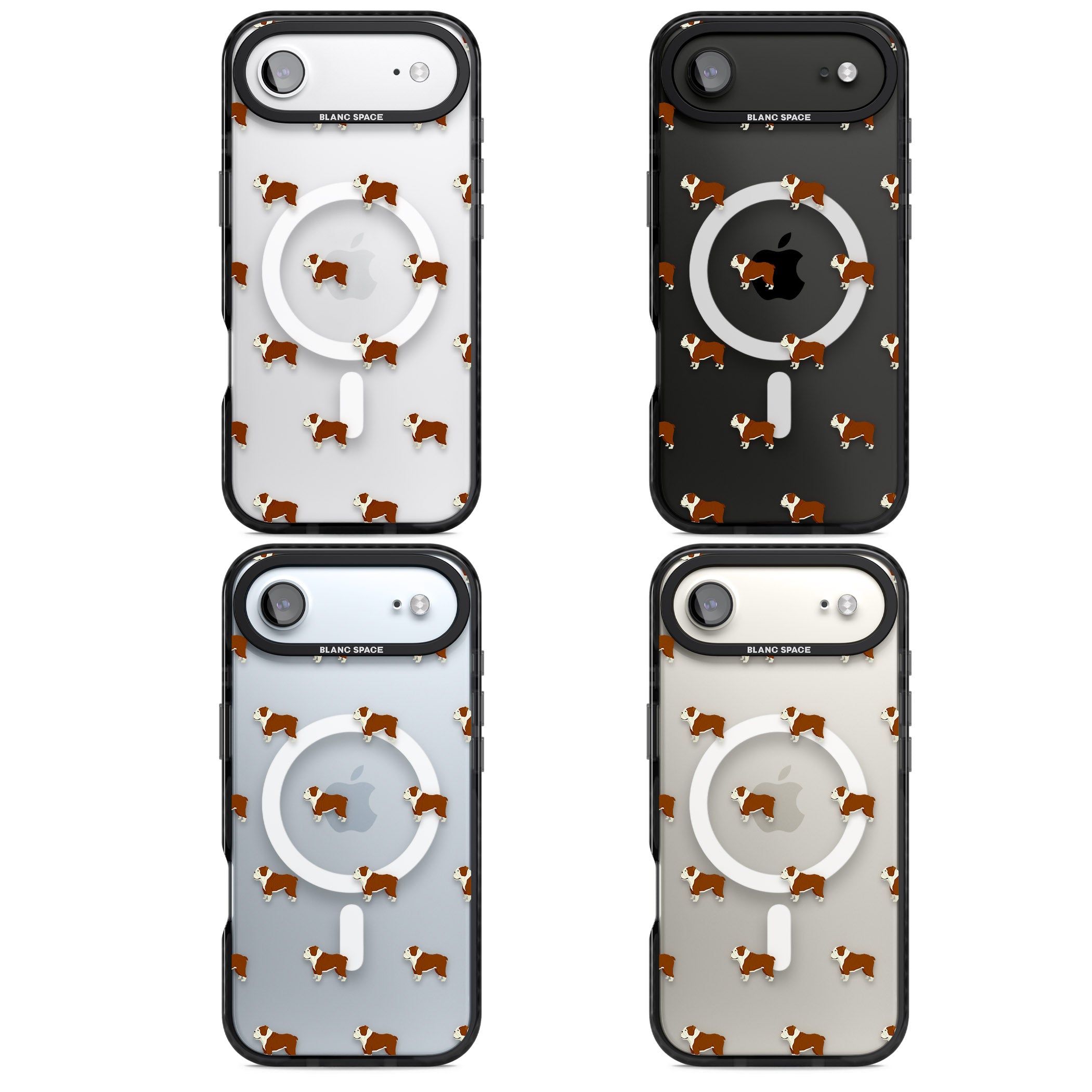 Bulldog Pattern Clear iPhone 17 Air Impact Pro Black Phone Case APT Impact Protection