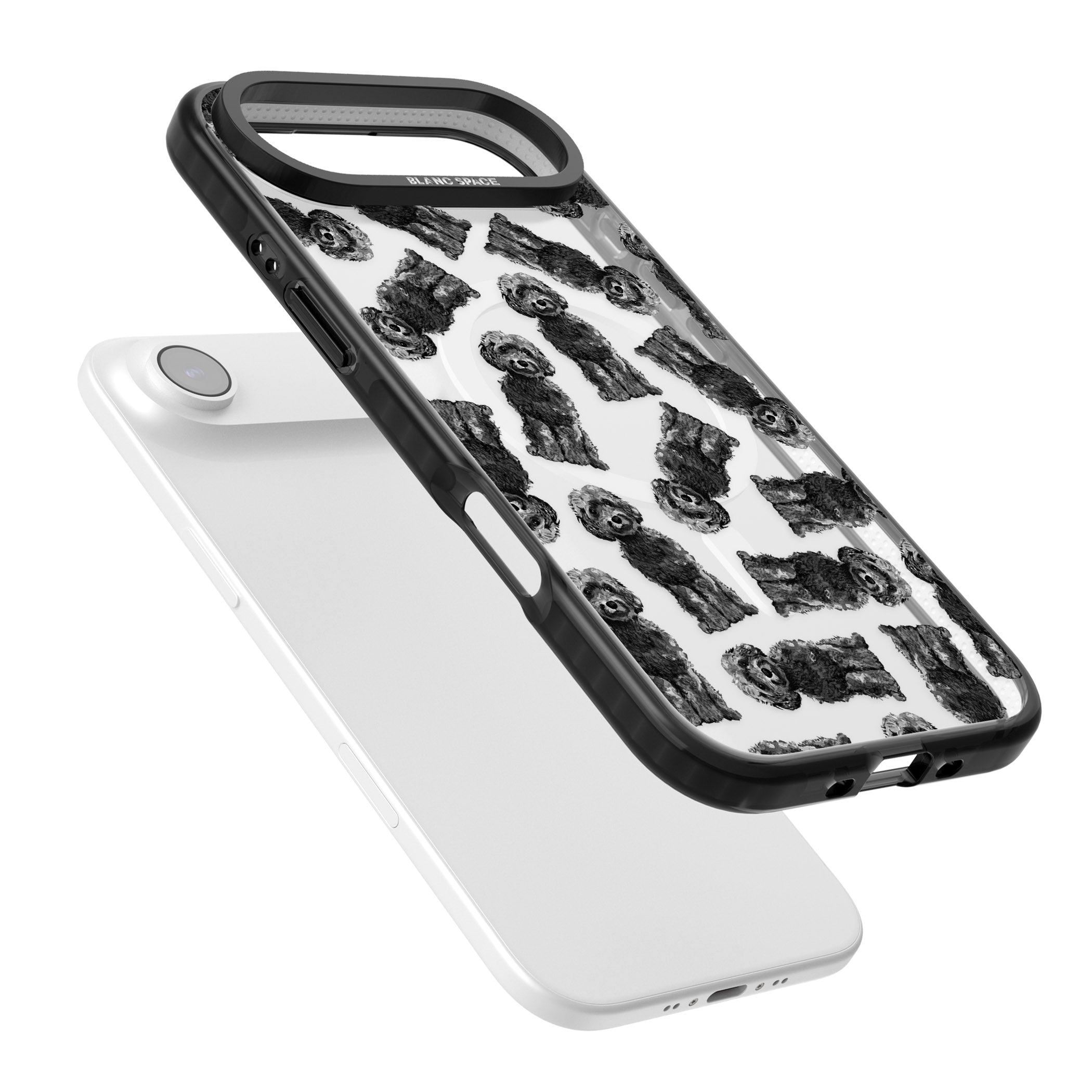 Black Cockapoo Watercolor iPhone 17 Air Impact Pro Black Phone Case Colours