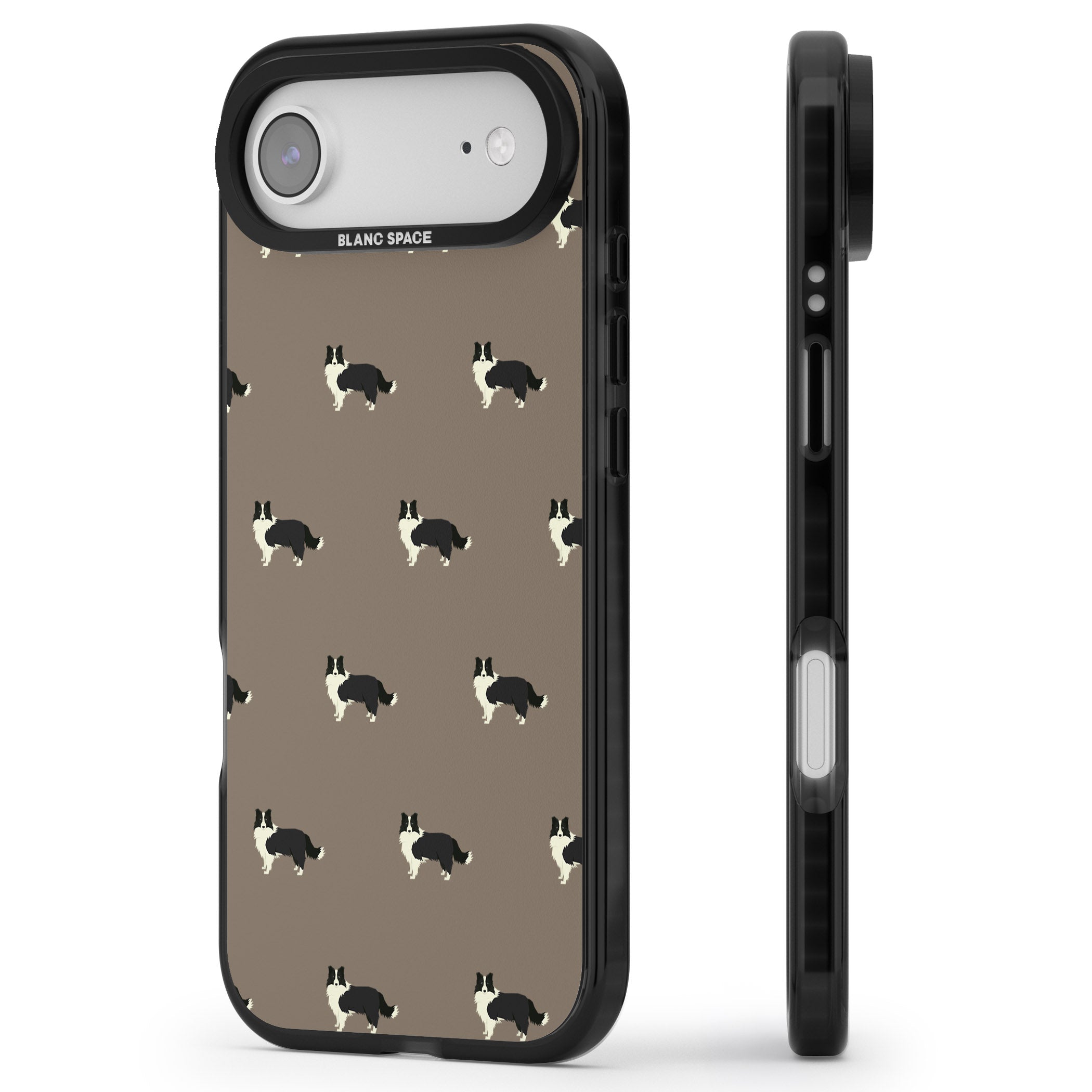 Border Collie Pattern Classic iPhone 17 Air Impact Pro Black Phone Case Side Profile