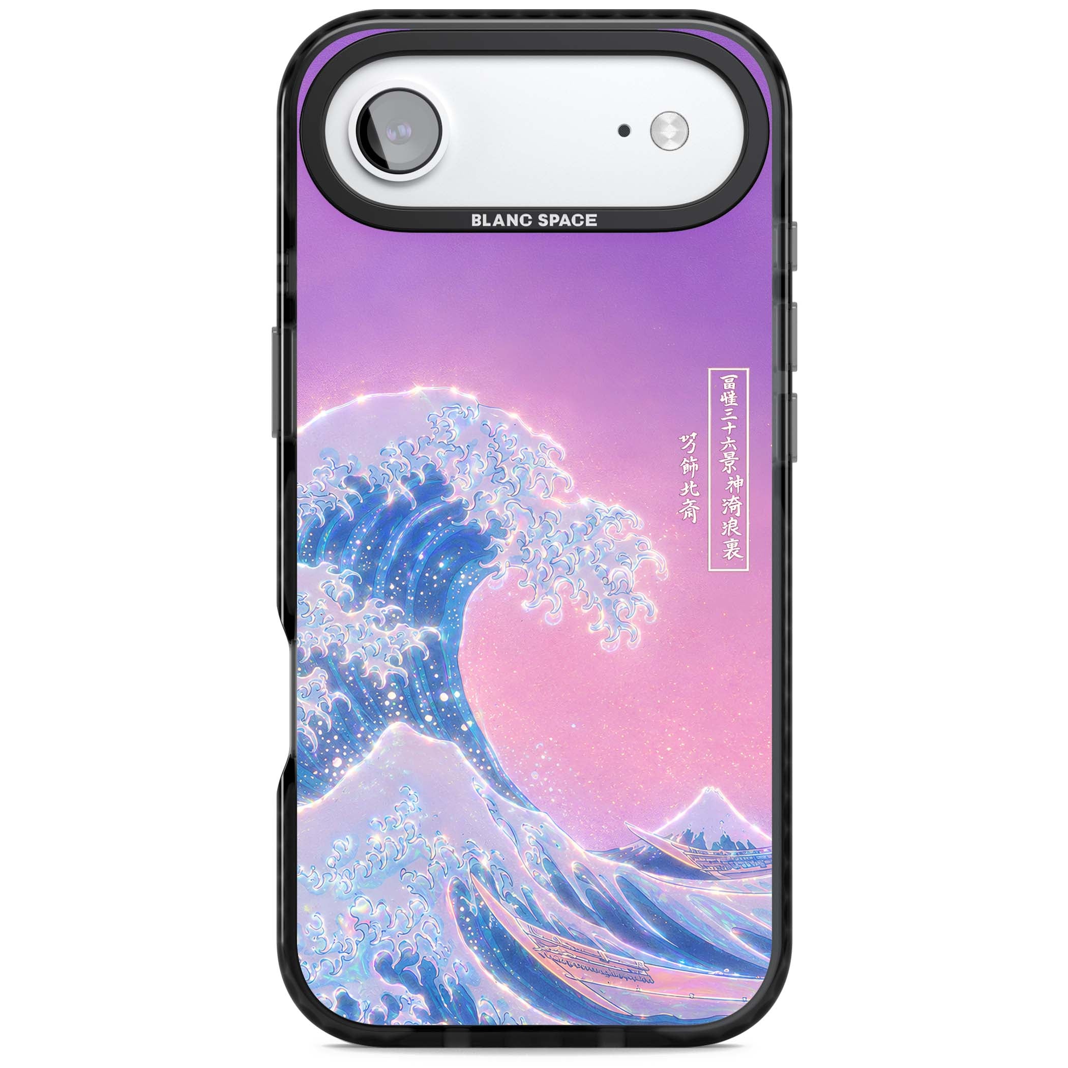 The Great Opal Wave Japanese iPhone case featuring Hokusai's great wave in iridescent pastels with lilac sky and Mou | Black Impact Magsafe case for iPhone Air