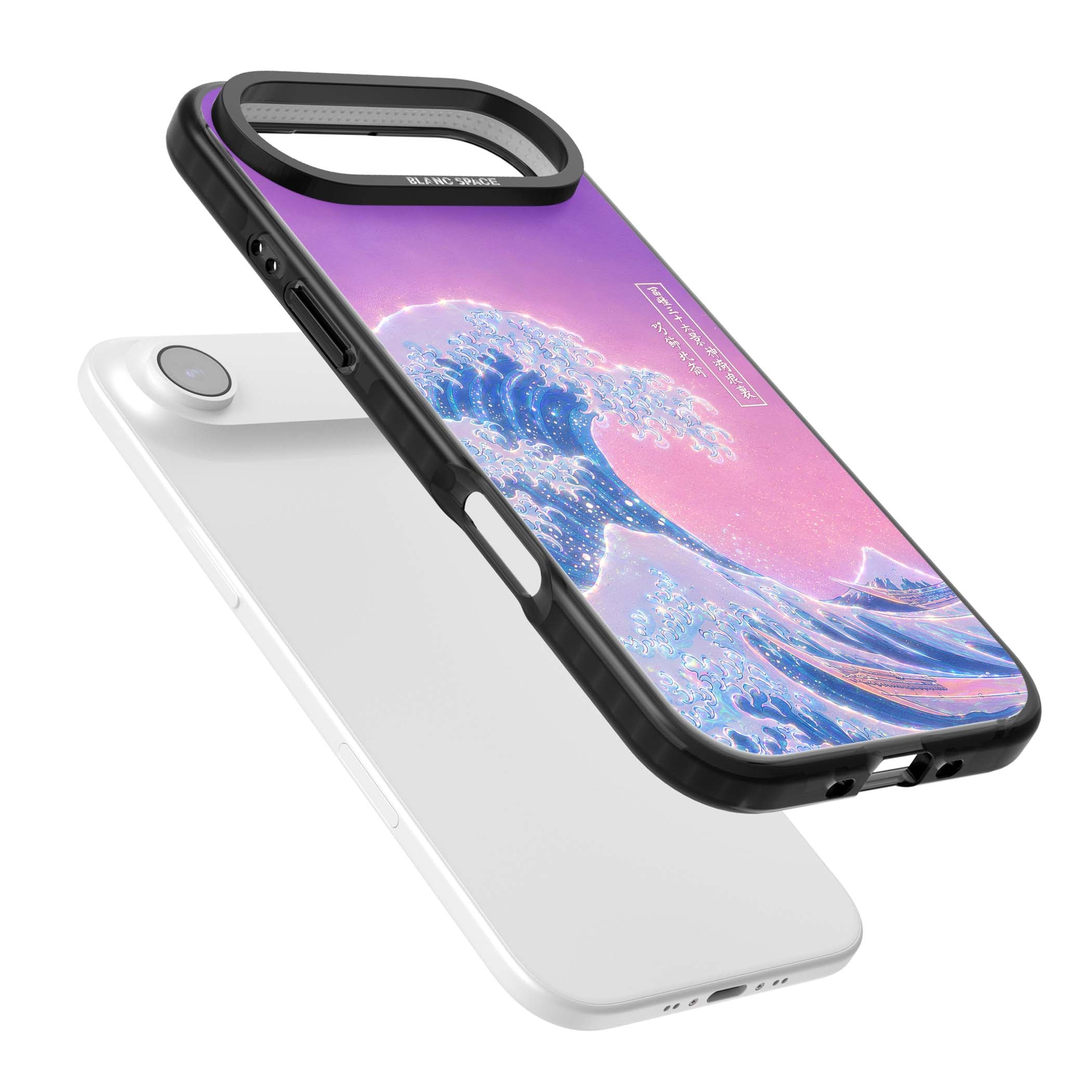 The Great Opal Wave Japanese iPhone case featuring Hokusai's great wave in iridescent pastels with lilac sky and Mou | Black Impact Magsafe case for iPhone Air