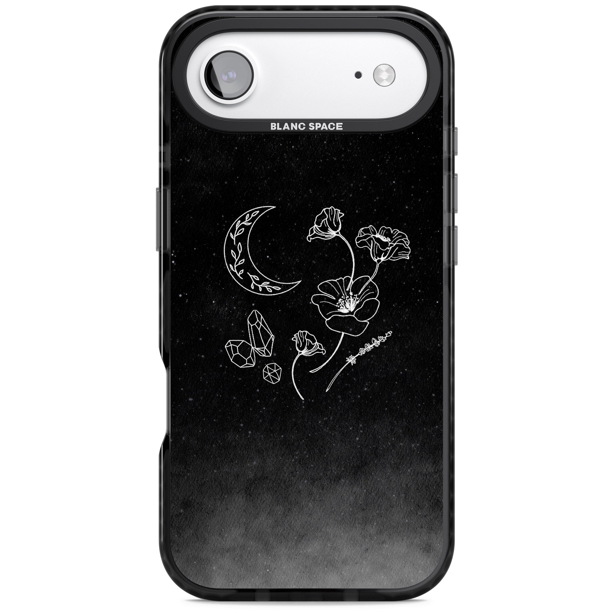 Midnight Moon Botanic iPhone 17 Air Impact Pro Black Phone Case