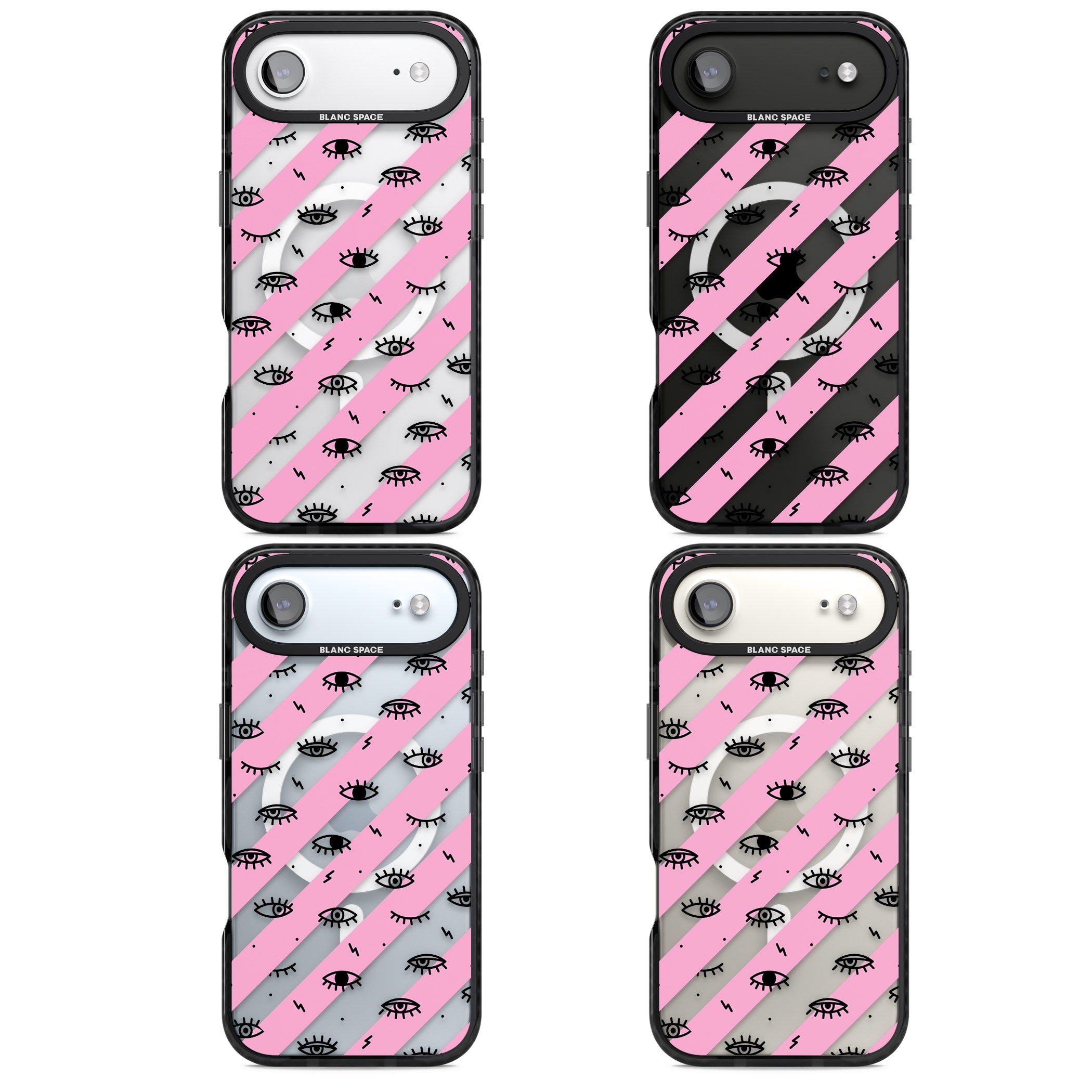 Pink Stripe Eyes iPhone 17 Air Impact Pro Black Phone Case APT Impact Protection