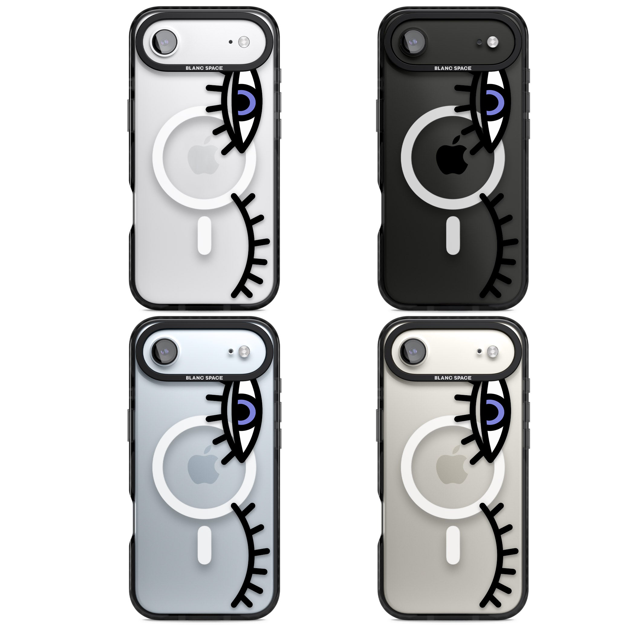 Winking Eyes Transparent Pattern iPhone 17 Air Impact Pro Black Phone Case APT Impact Protection