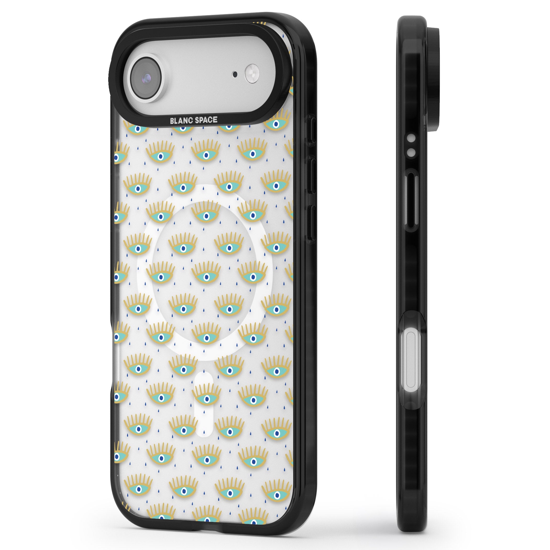Crying Eyes Pattern iPhone 17 Air Impact Pro Black Phone Case Side Profile