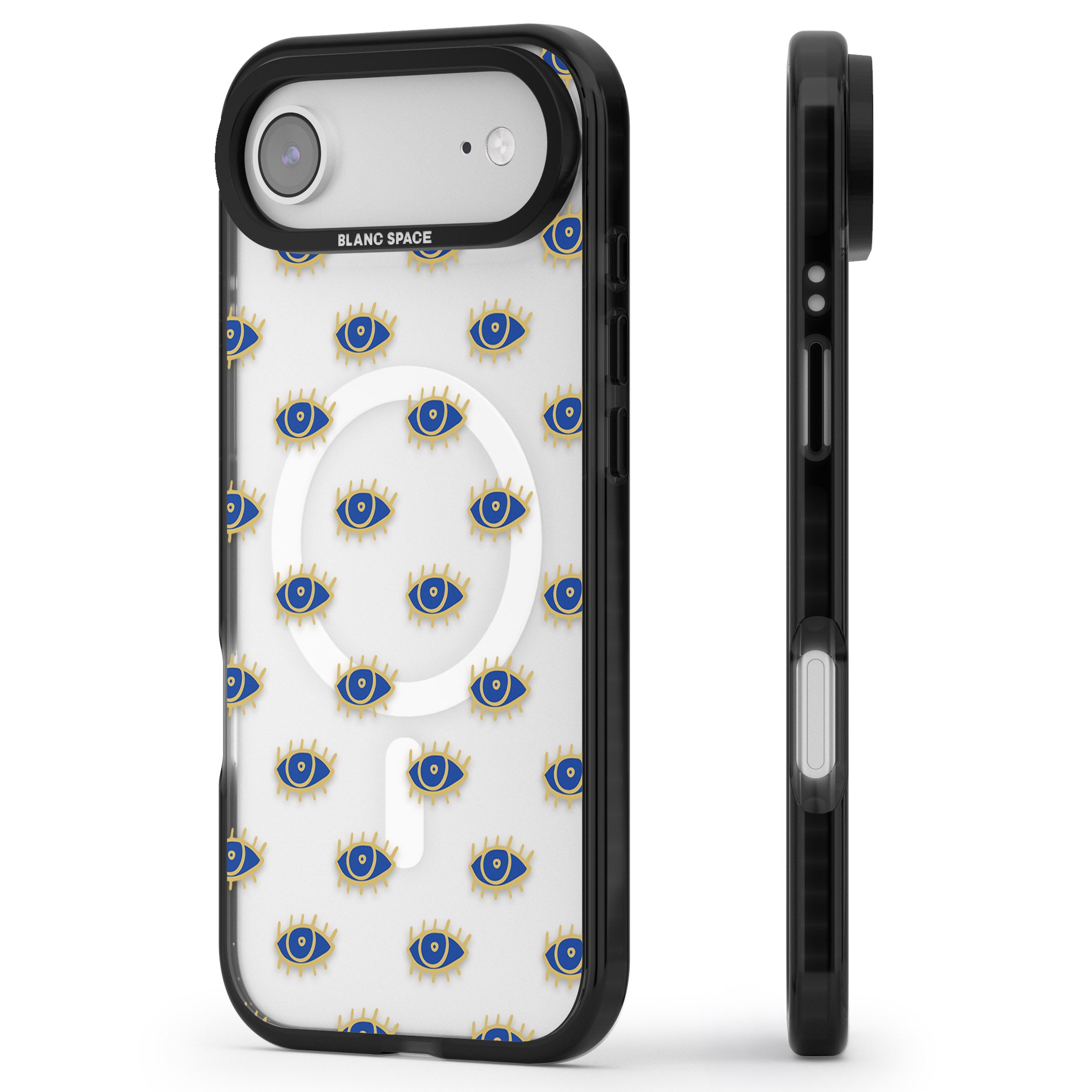 Psychedelic Eyes Pattern Classic iPhone 17 Air Impact Pro Black Phone Case Side Profile