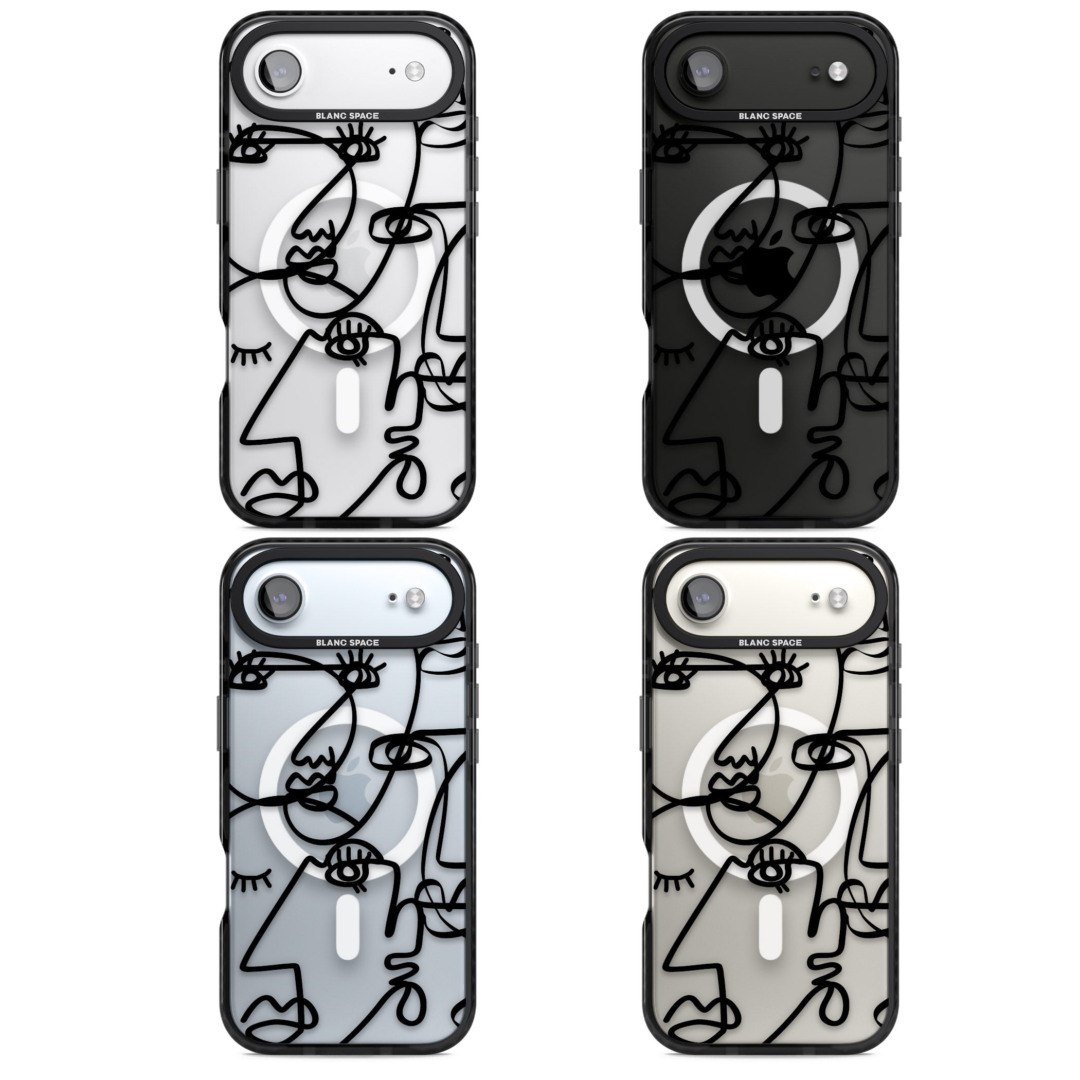 Abstract Line Art Black Clear iPhone 17 Air Impact Pro Black Phone Case APT Impact Protection