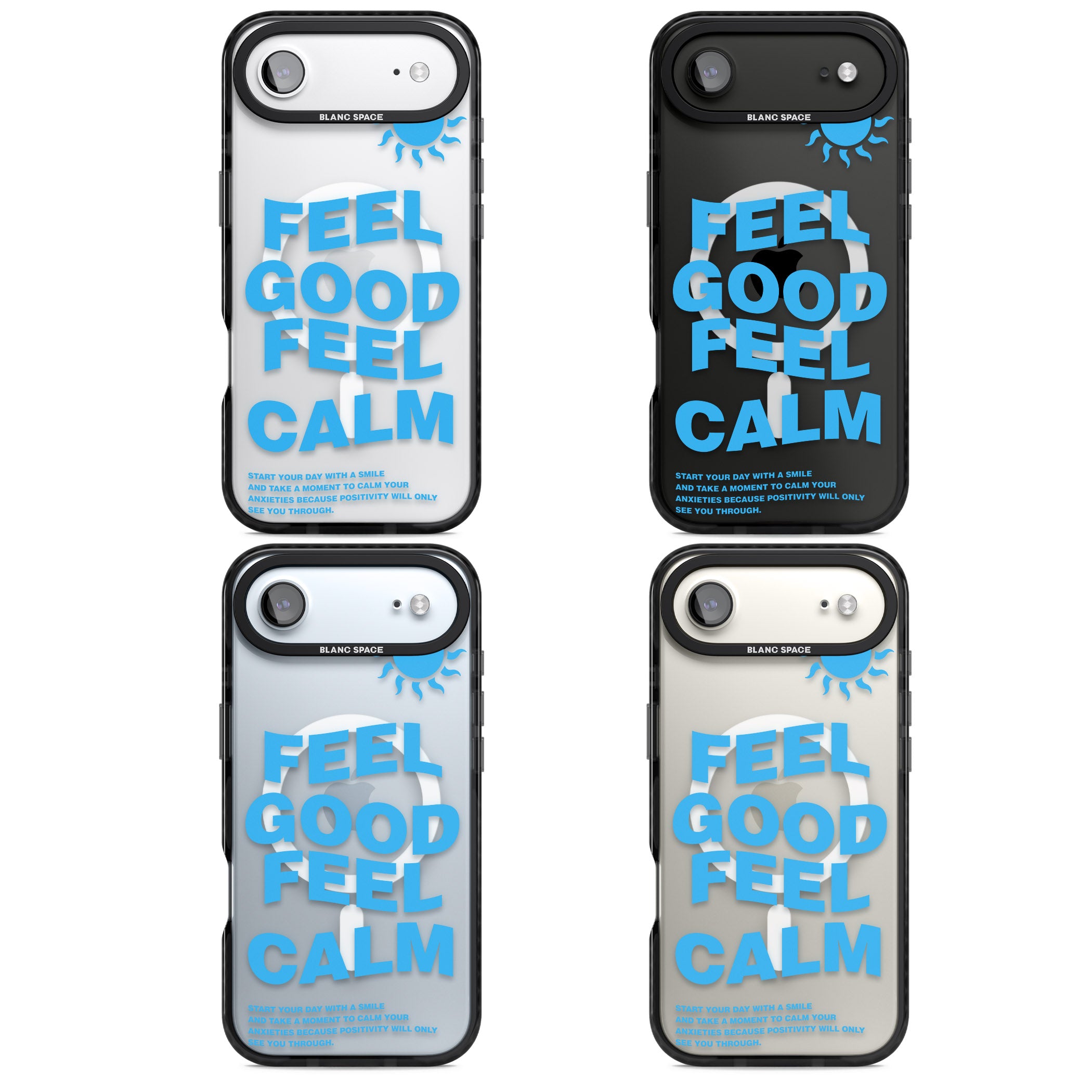 Feel Good Feel Calm (Blue) iPhone 17 Air Impact Pro Black Phone Case APT Impact Protection
