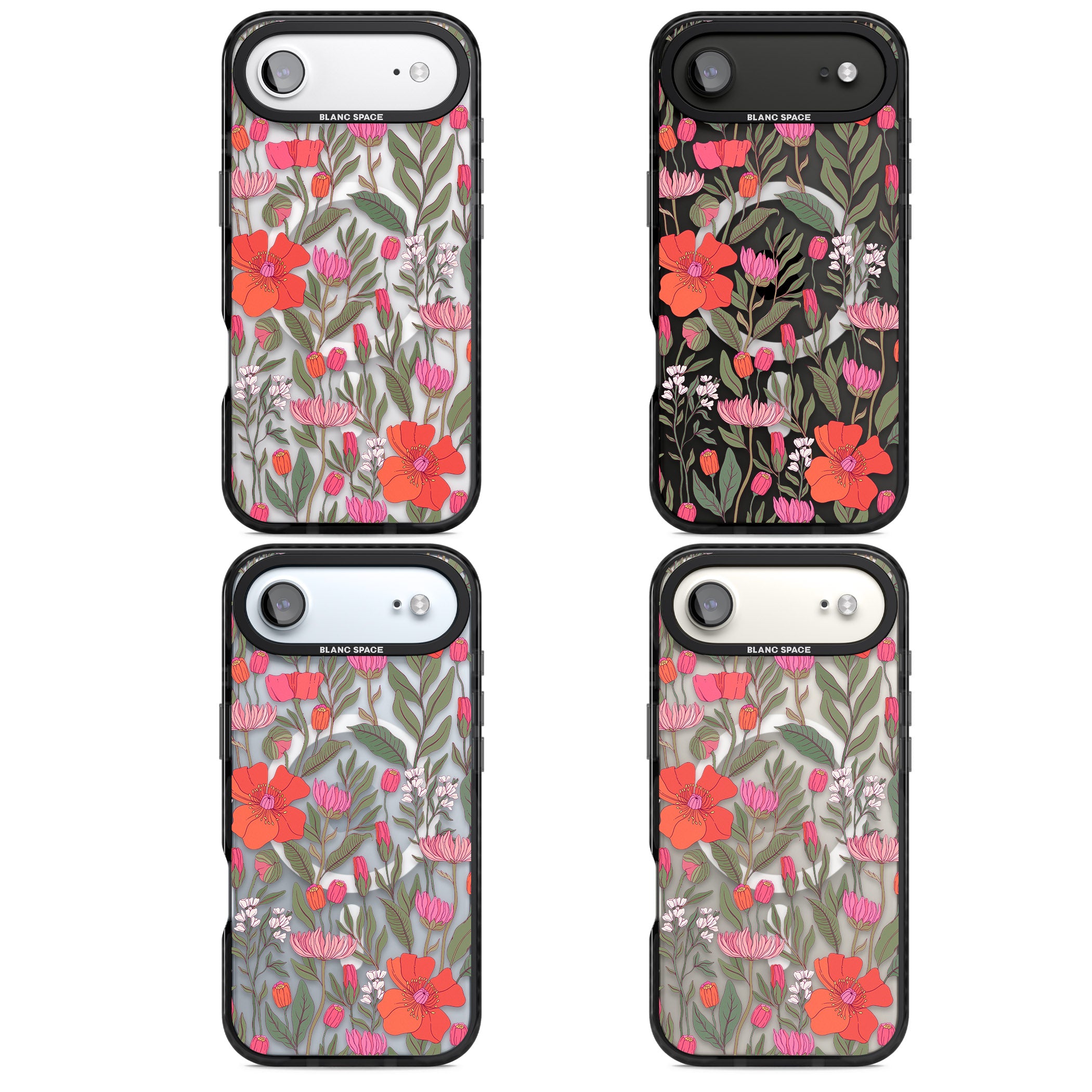 Peachy Floral iPhone 17 Air Impact Pro Black Phone Case APT Impact Protection
